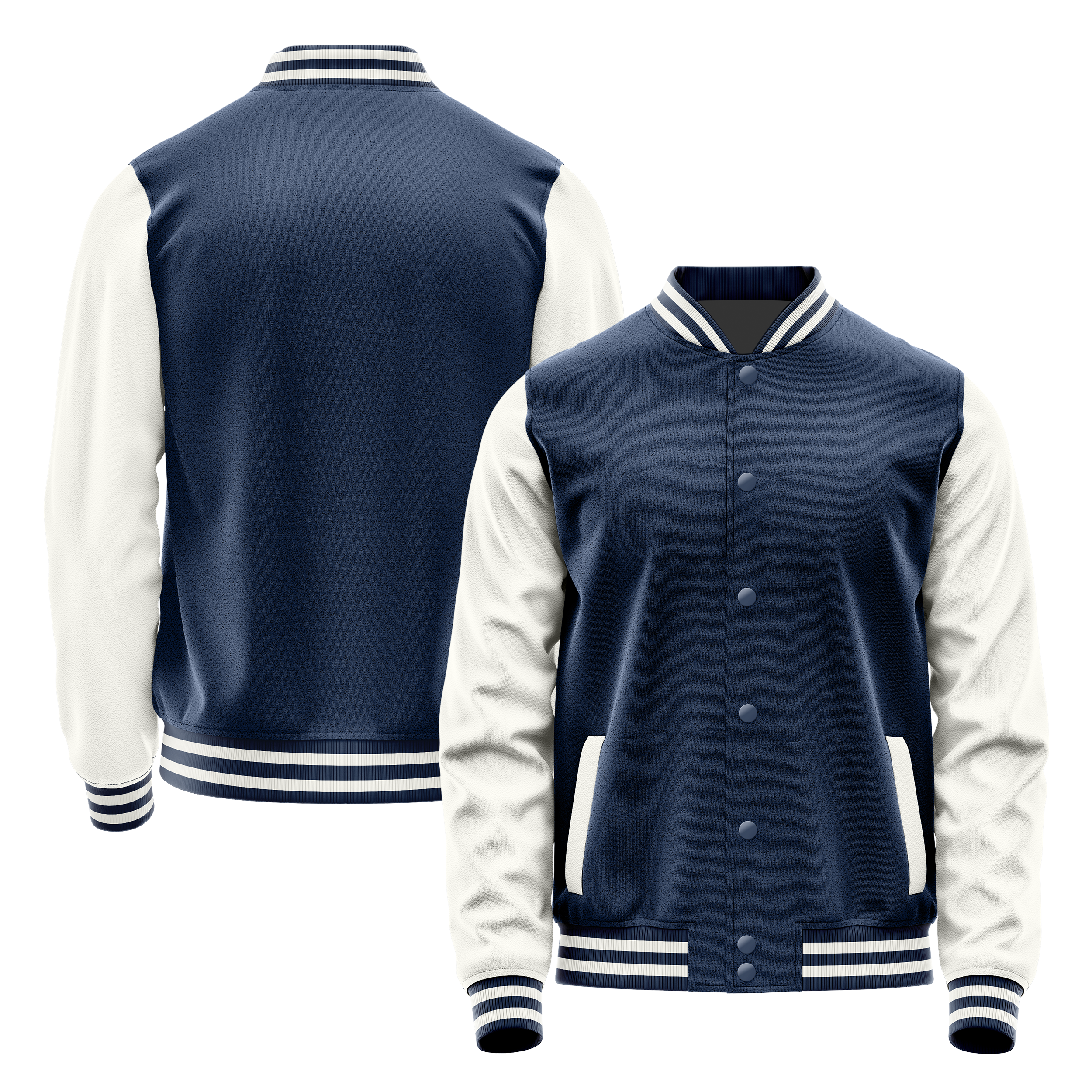 Custom Blue Varsity Jacket White Leather Sleeves JG10181018