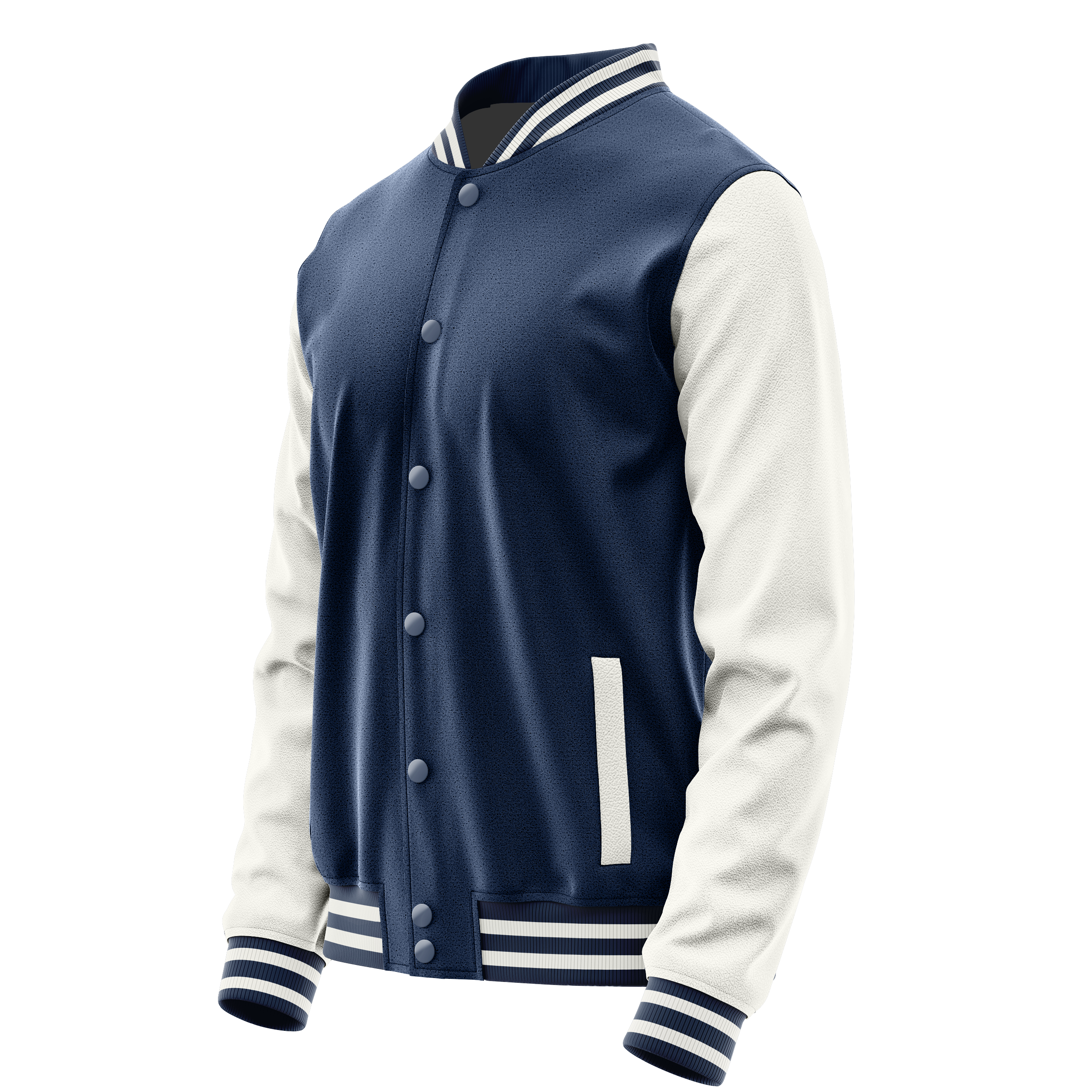 Custom Blue Varsity Jacket White Leather Sleeves JG10181018