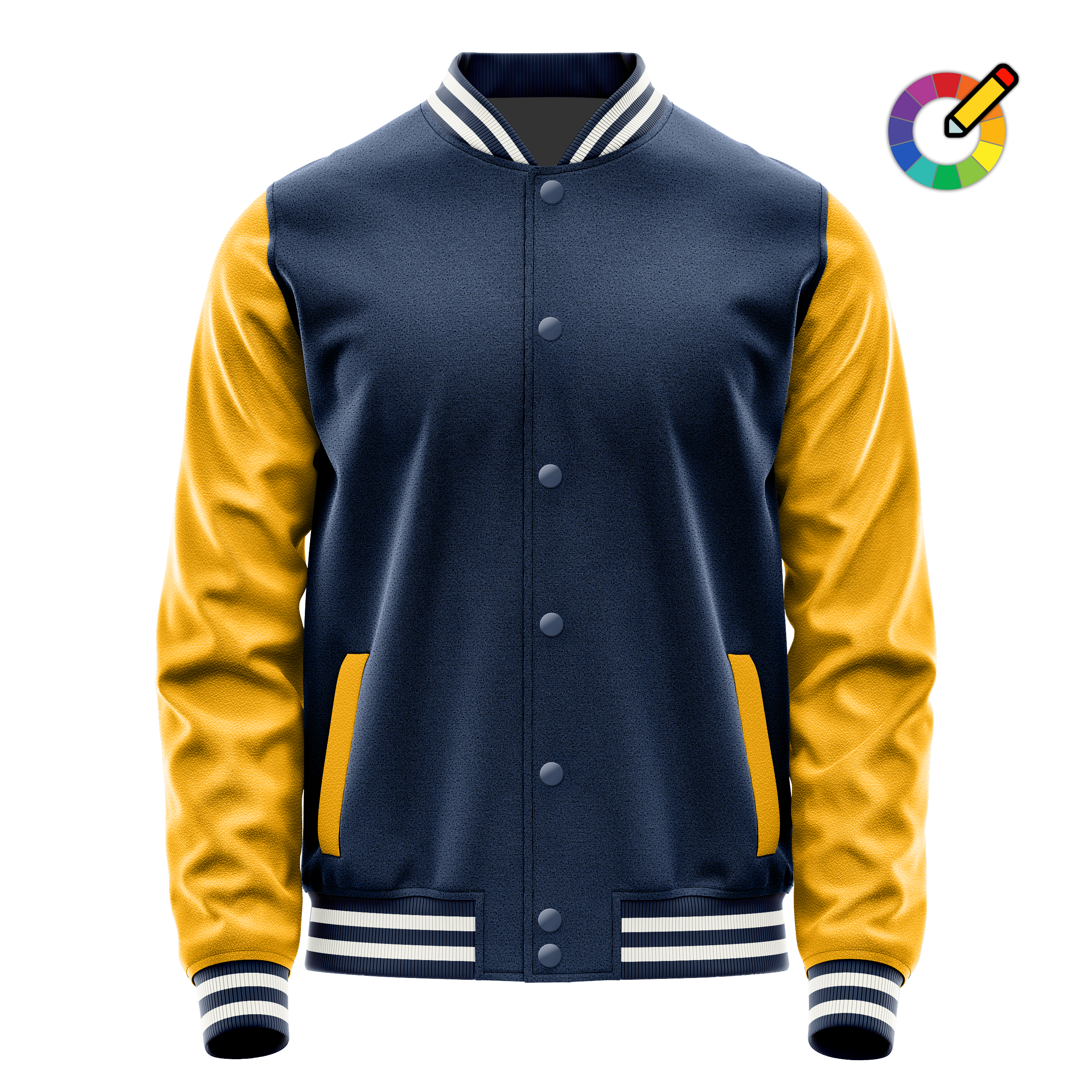 Custom Blue Varsity Jacket Yellow Leather Sleeves JG10191018