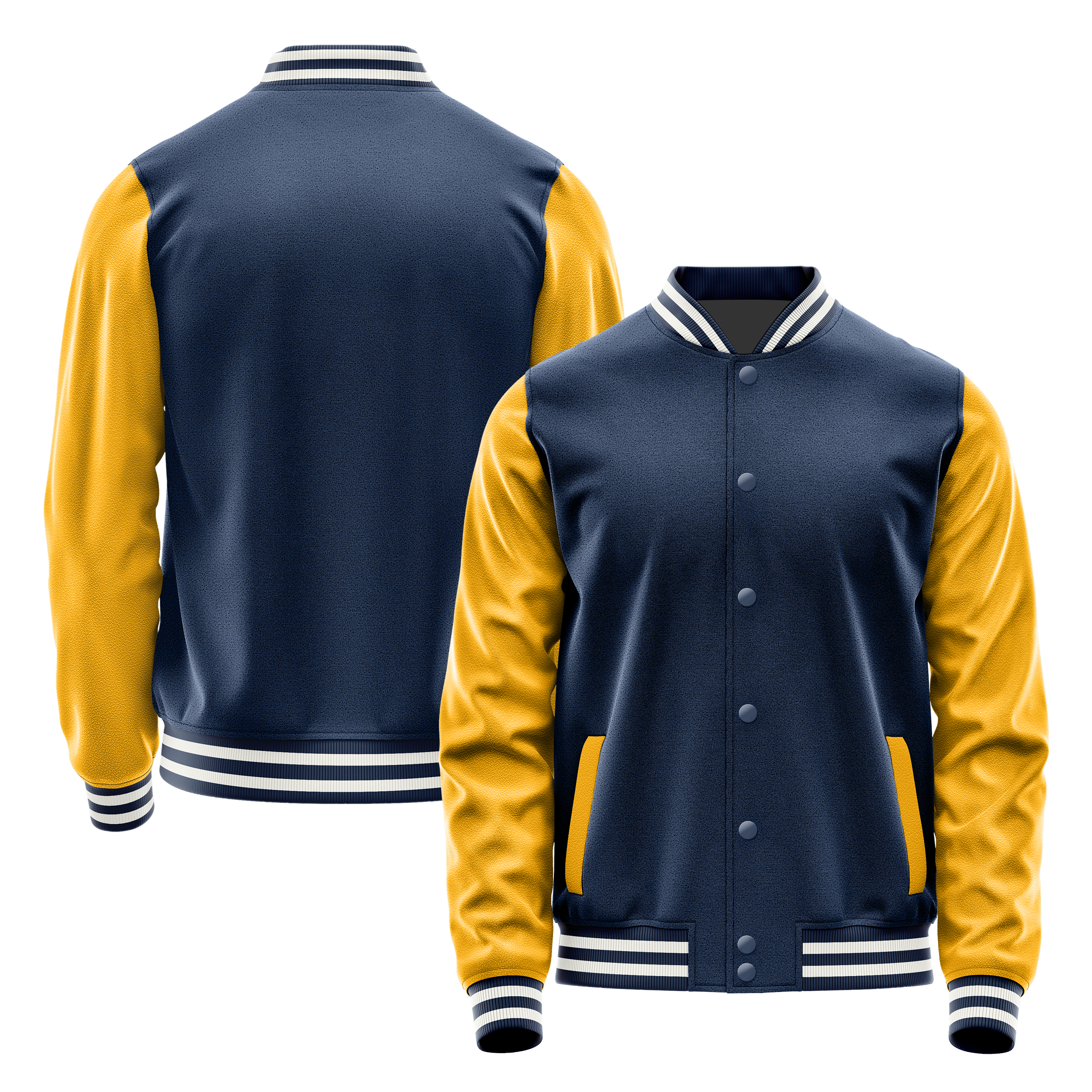 Custom Blue Varsity Jacket Yellow Leather Sleeves JG10191018