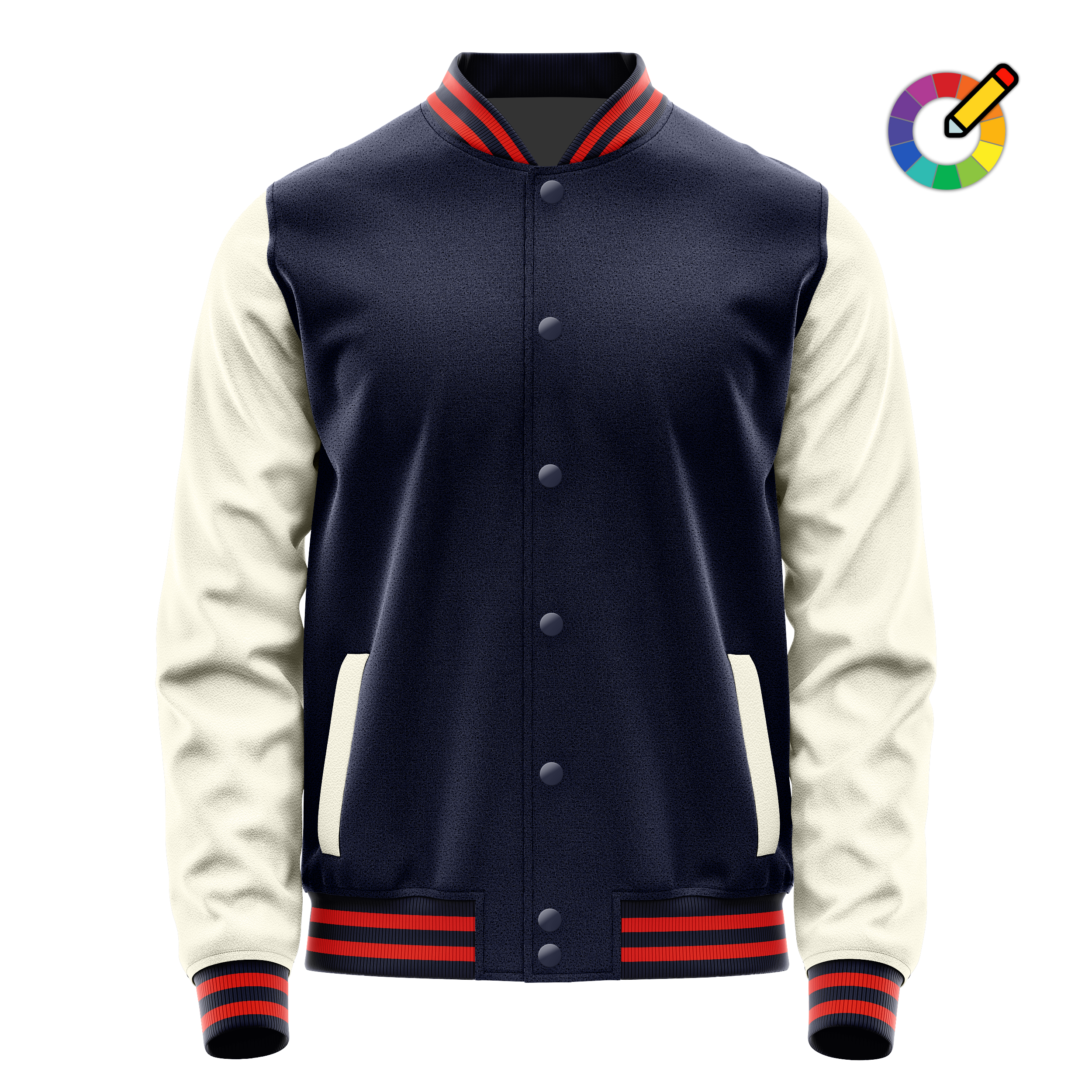 Custom Navy Varsity Jacket Cream Leather Sleeves JG11031112