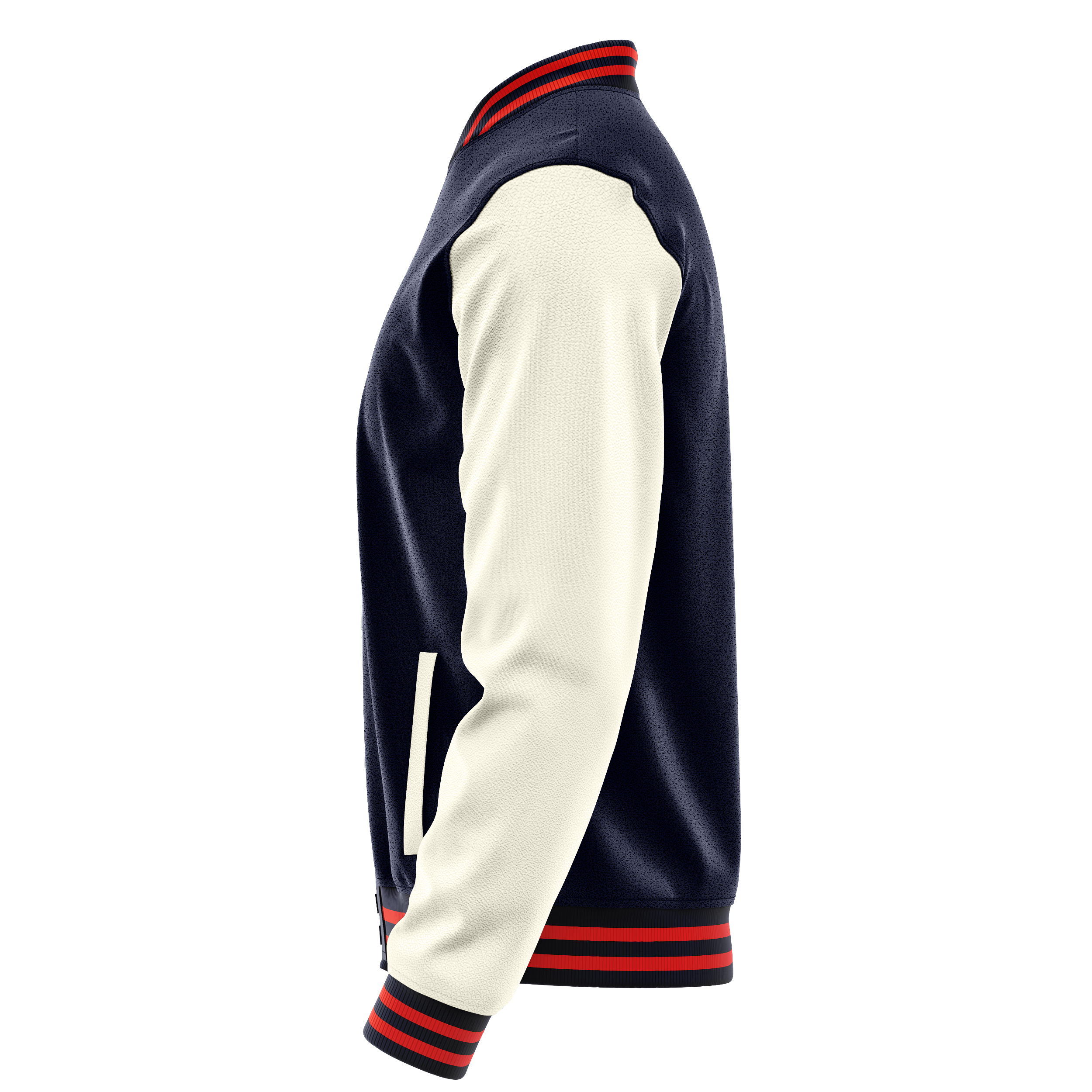 Custom Navy Varsity Jacket Cream Leather Sleeves JG11031112