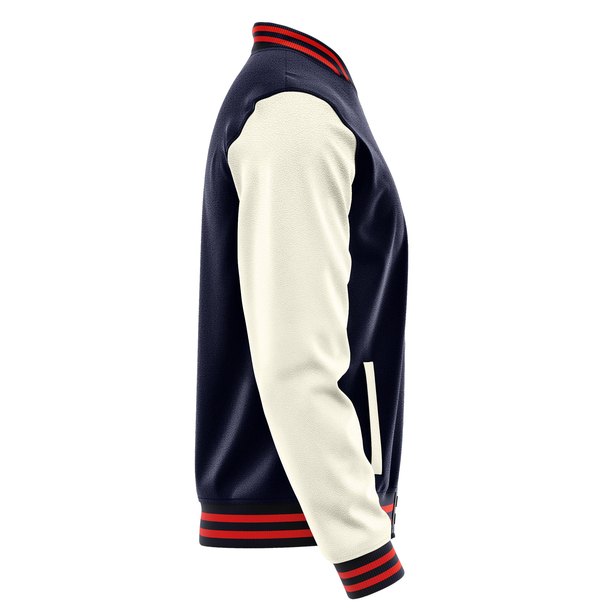 Custom Navy Varsity Jacket Cream Leather Sleeves JG11031112