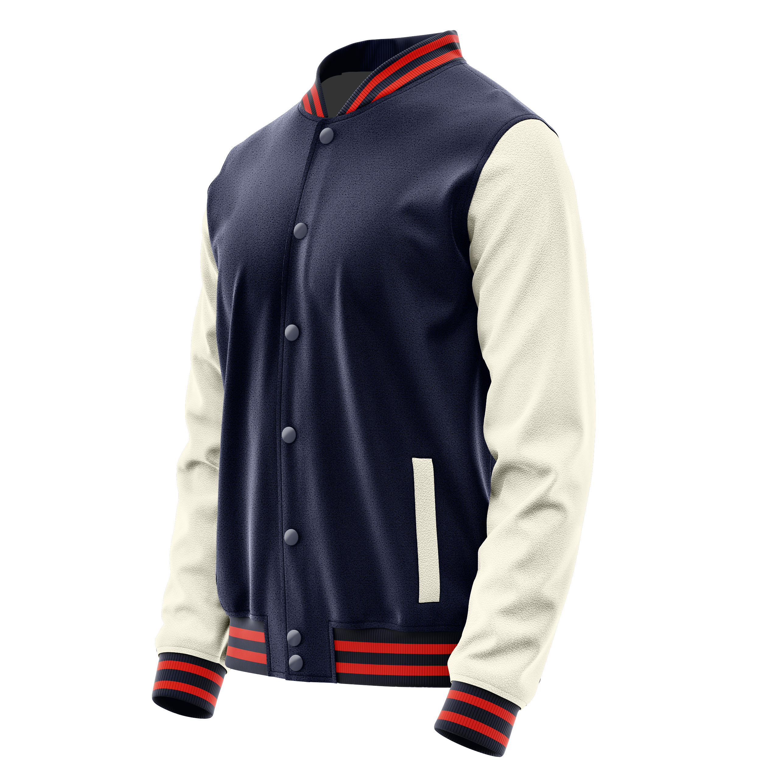 Custom Navy Varsity Jacket Cream Leather Sleeves JG11031112