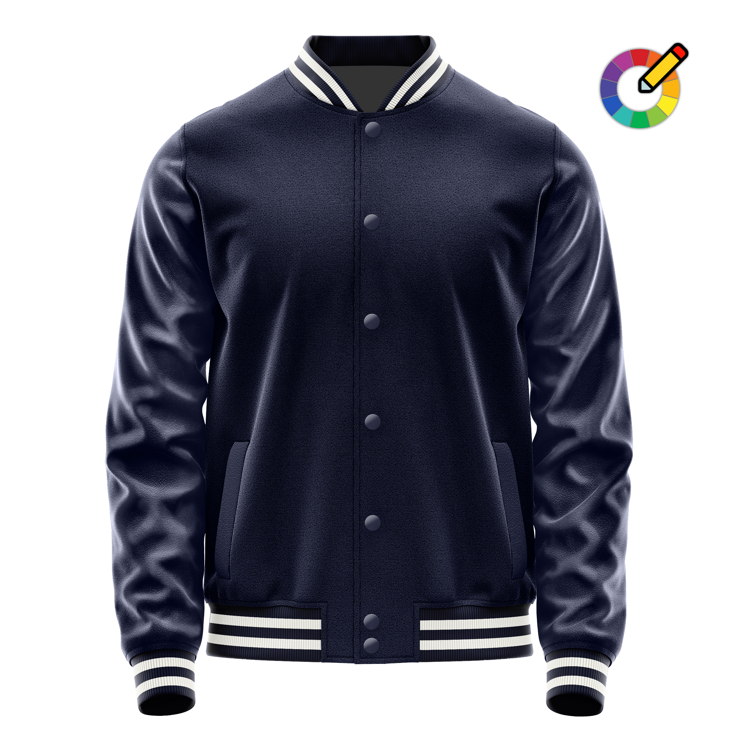 Custom Navy Varsity Jacket Navy Leather Sleeves JG11111118