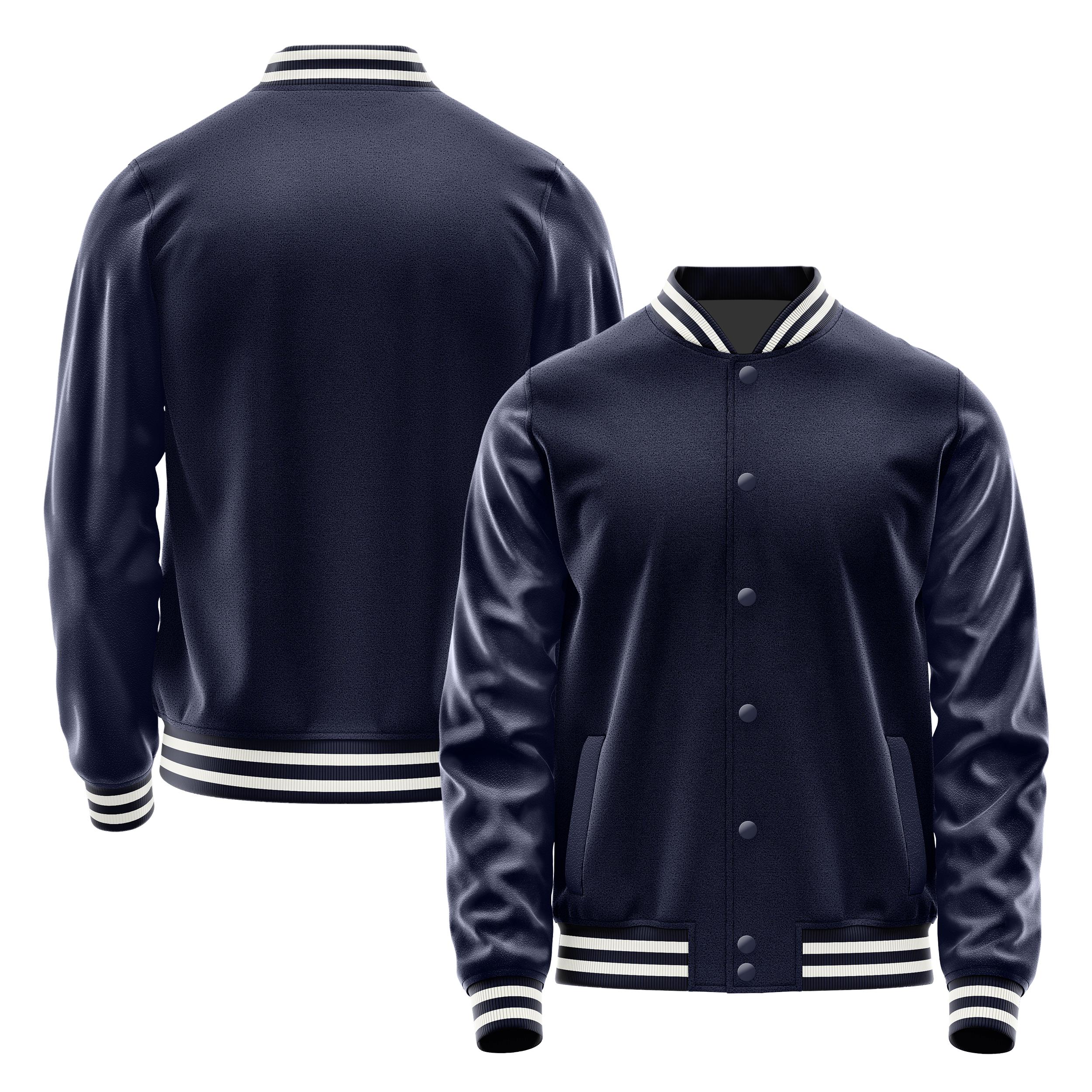 Custom Navy Varsity Jacket Navy Leather Sleeves JG11111118