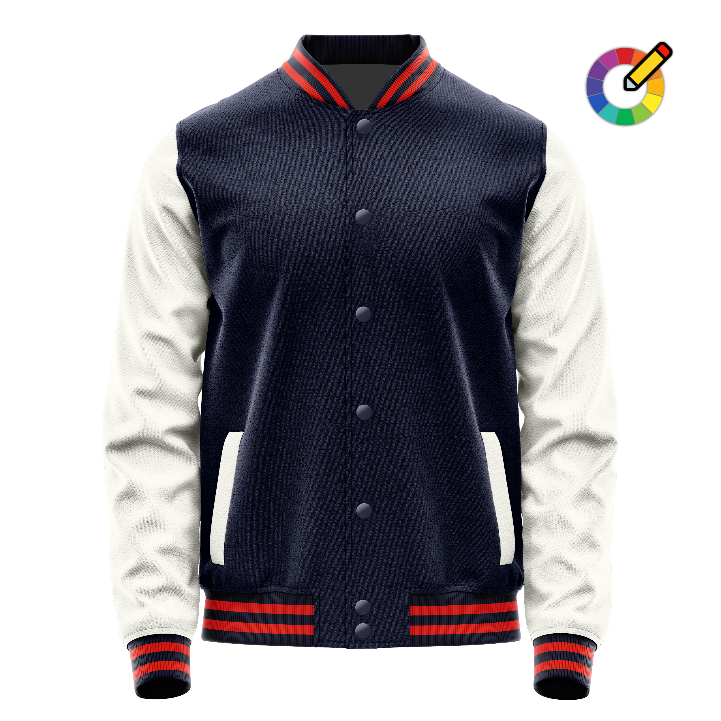 Custom Navy Varsity Jacket White Leather Sleeves JG11181112