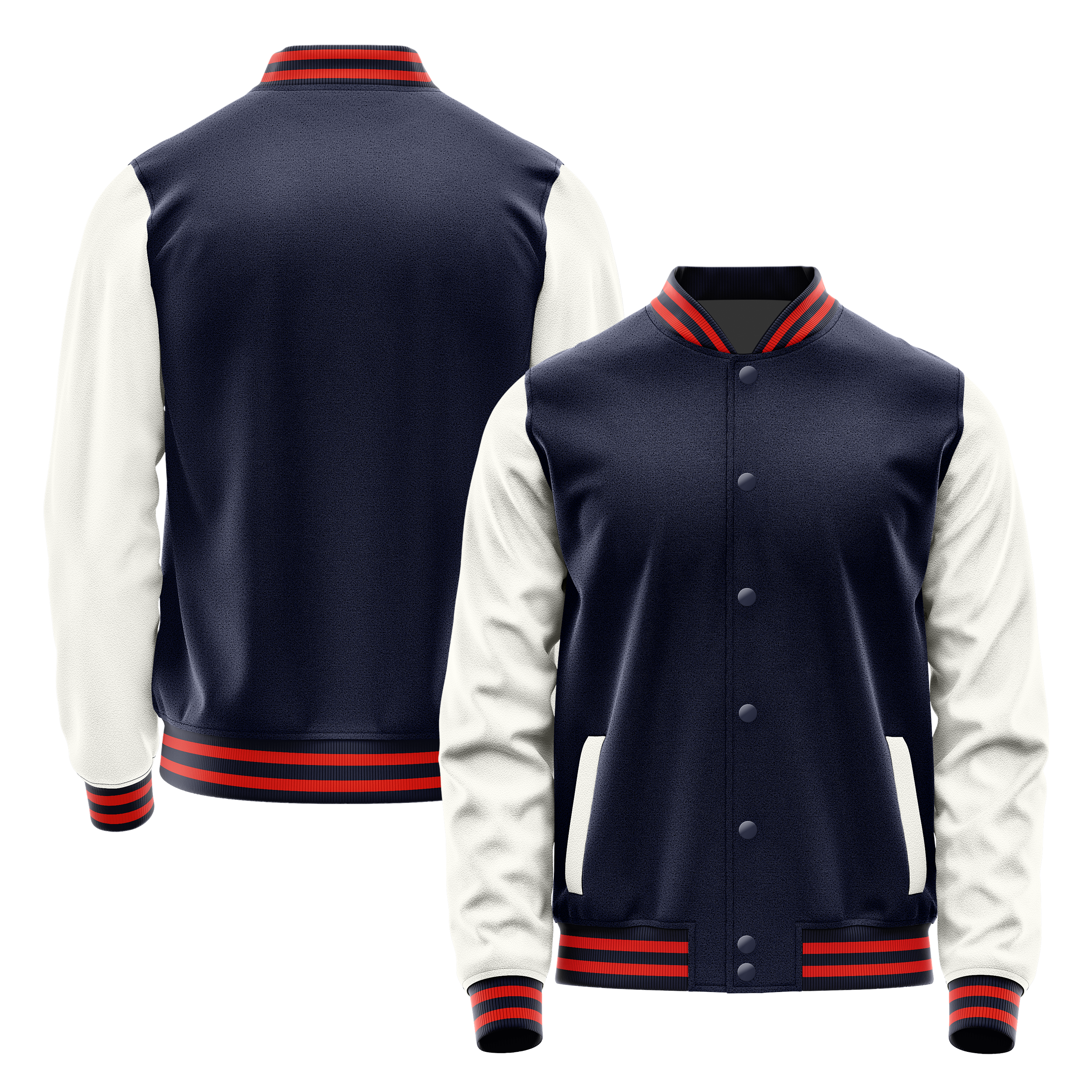 Custom Navy Varsity Jacket White Leather Sleeves JG11181112