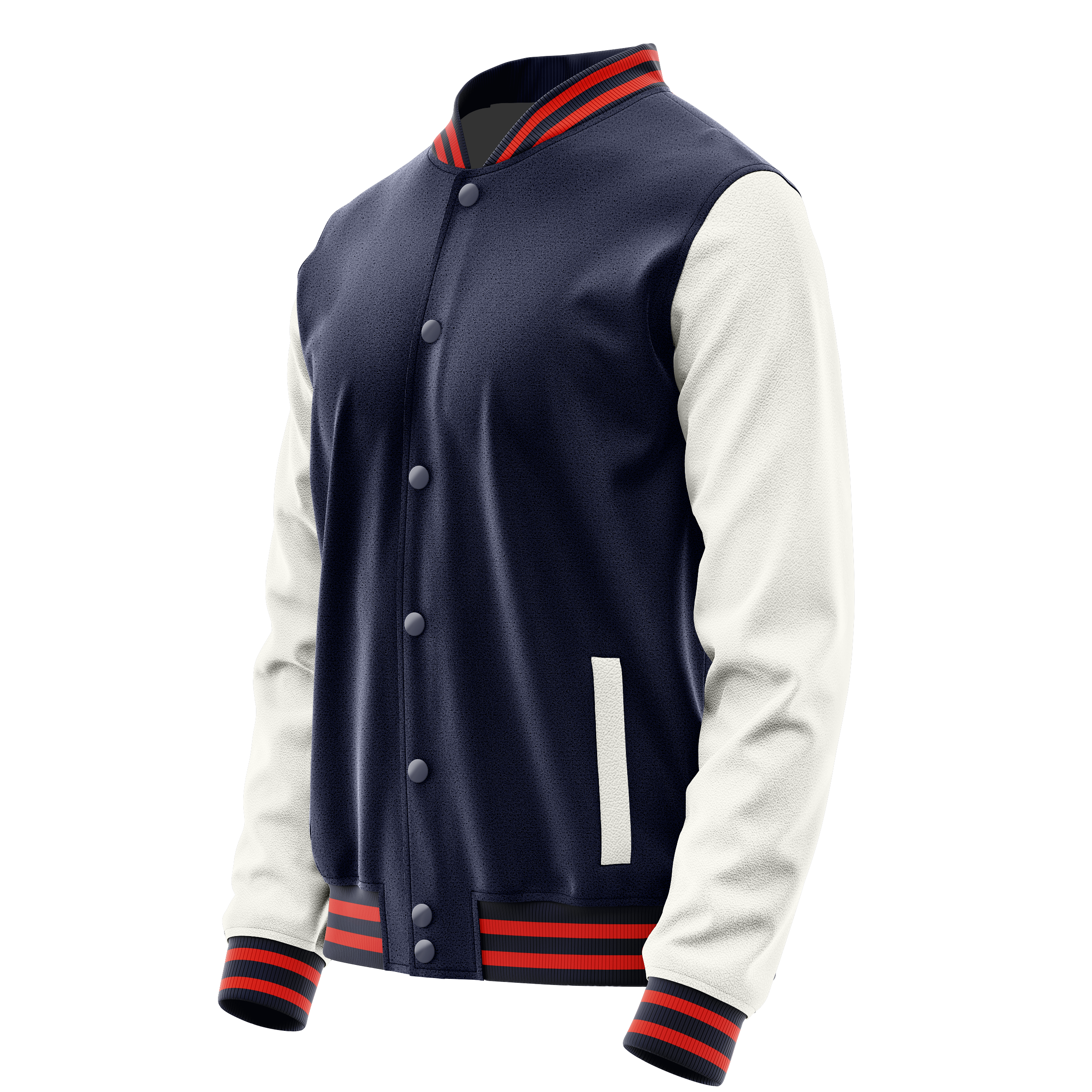 Custom Navy Varsity Jacket White Leather Sleeves JG11181112