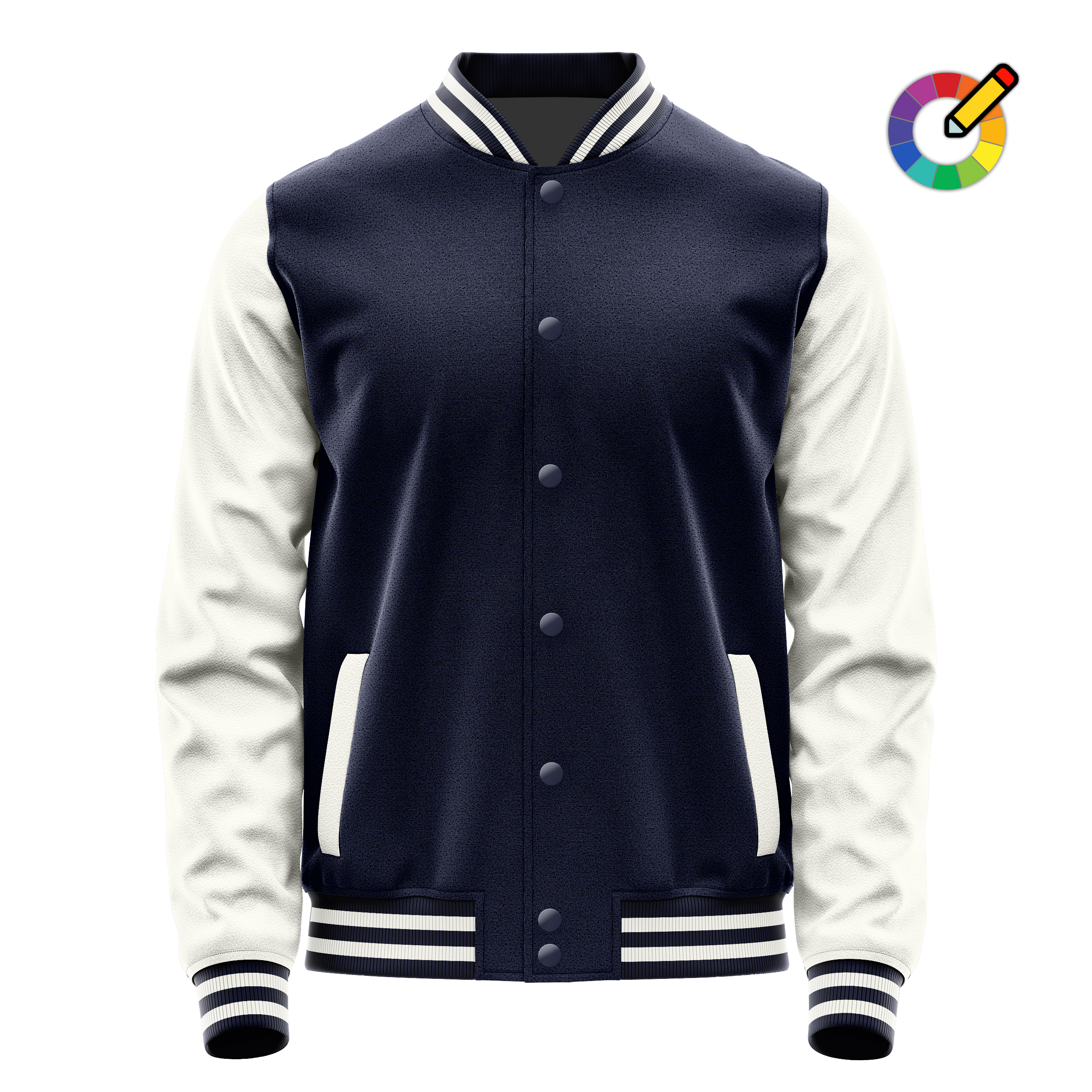 Custom Navy Varsity Jacket White Leather Sleeves JG11181118