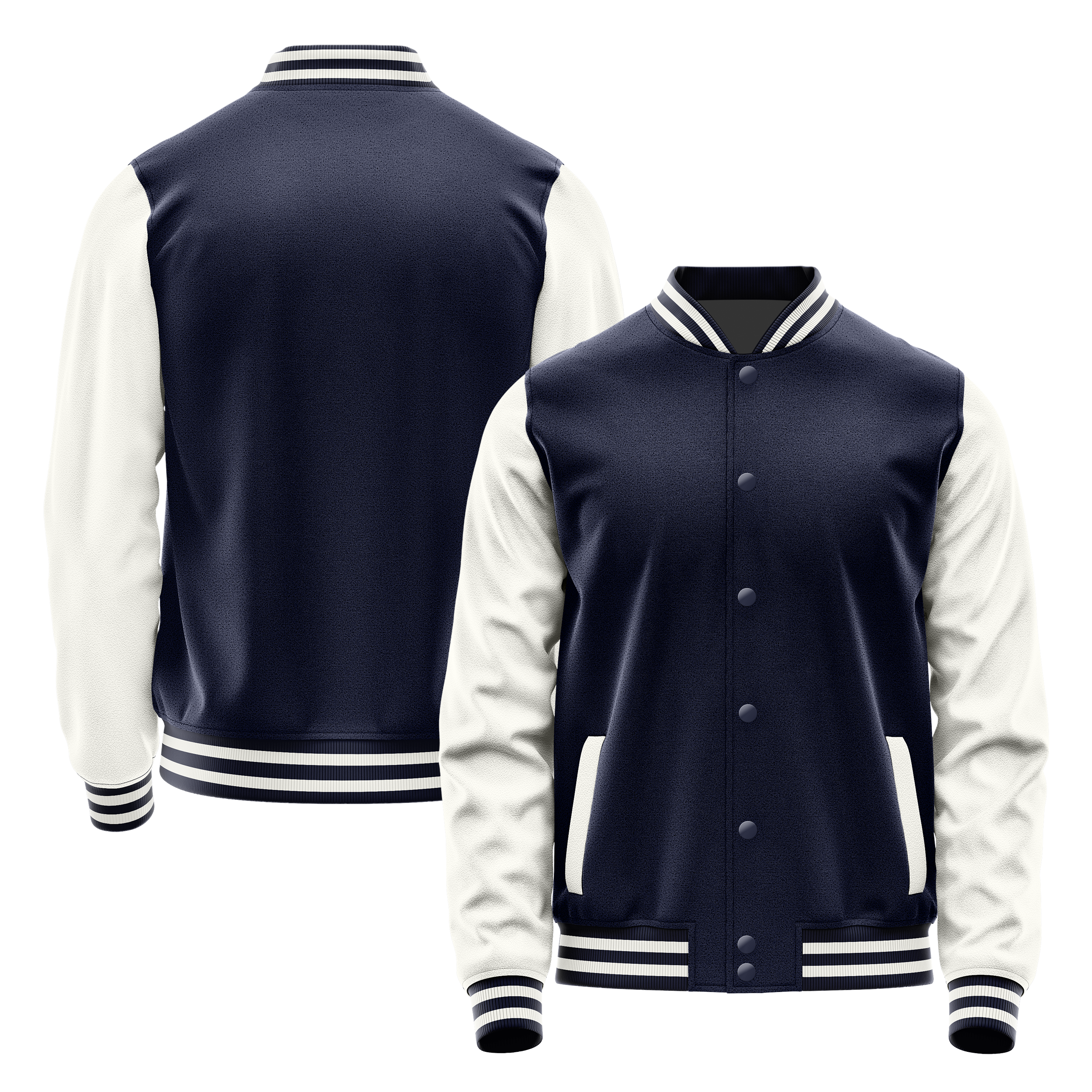 Custom Navy Varsity Jacket White Leather Sleeves JG11181118