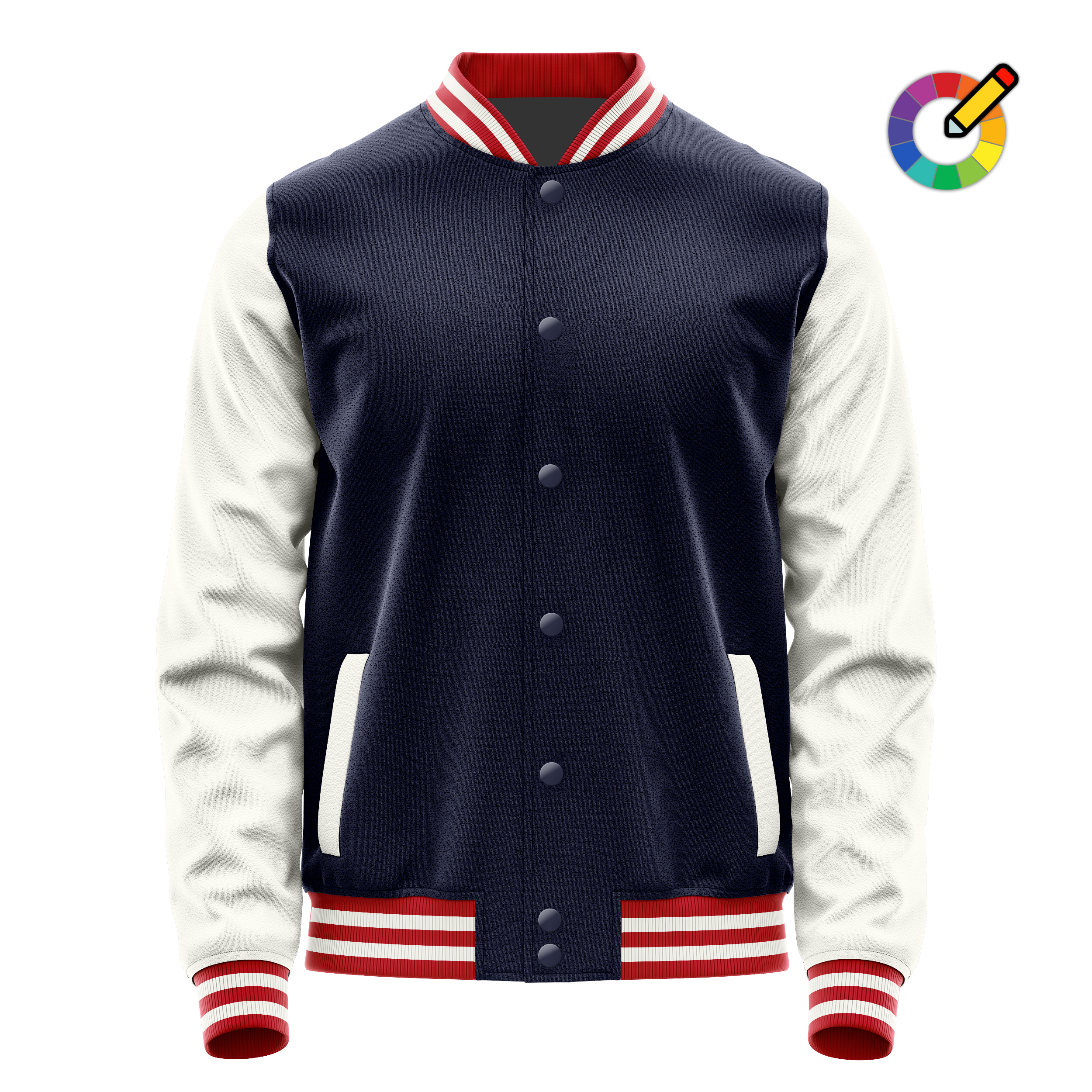 Custom Navy Varsity Jacket White Leather Sleeves JG11181418