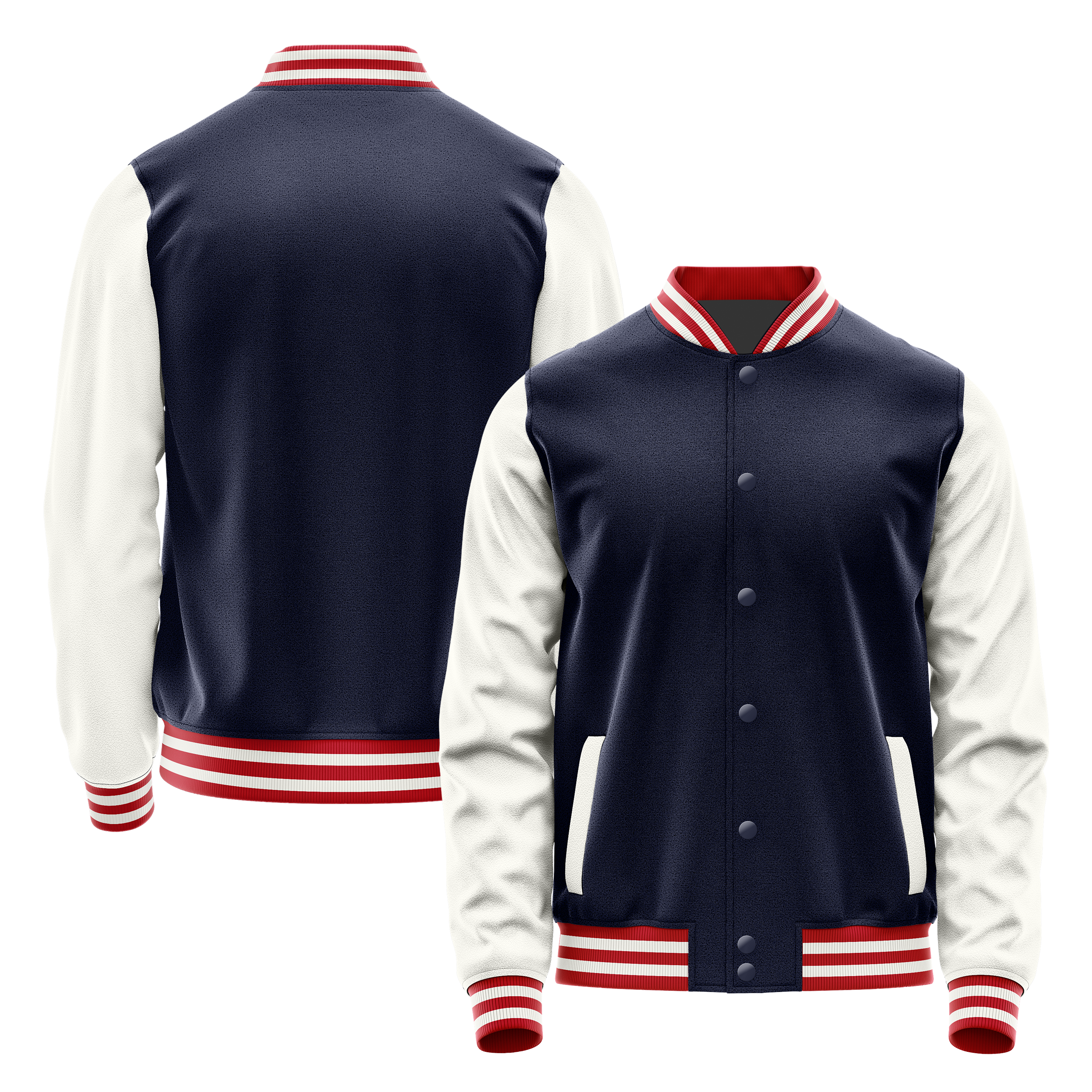 Custom Navy Varsity Jacket White Leather Sleeves JG11181418