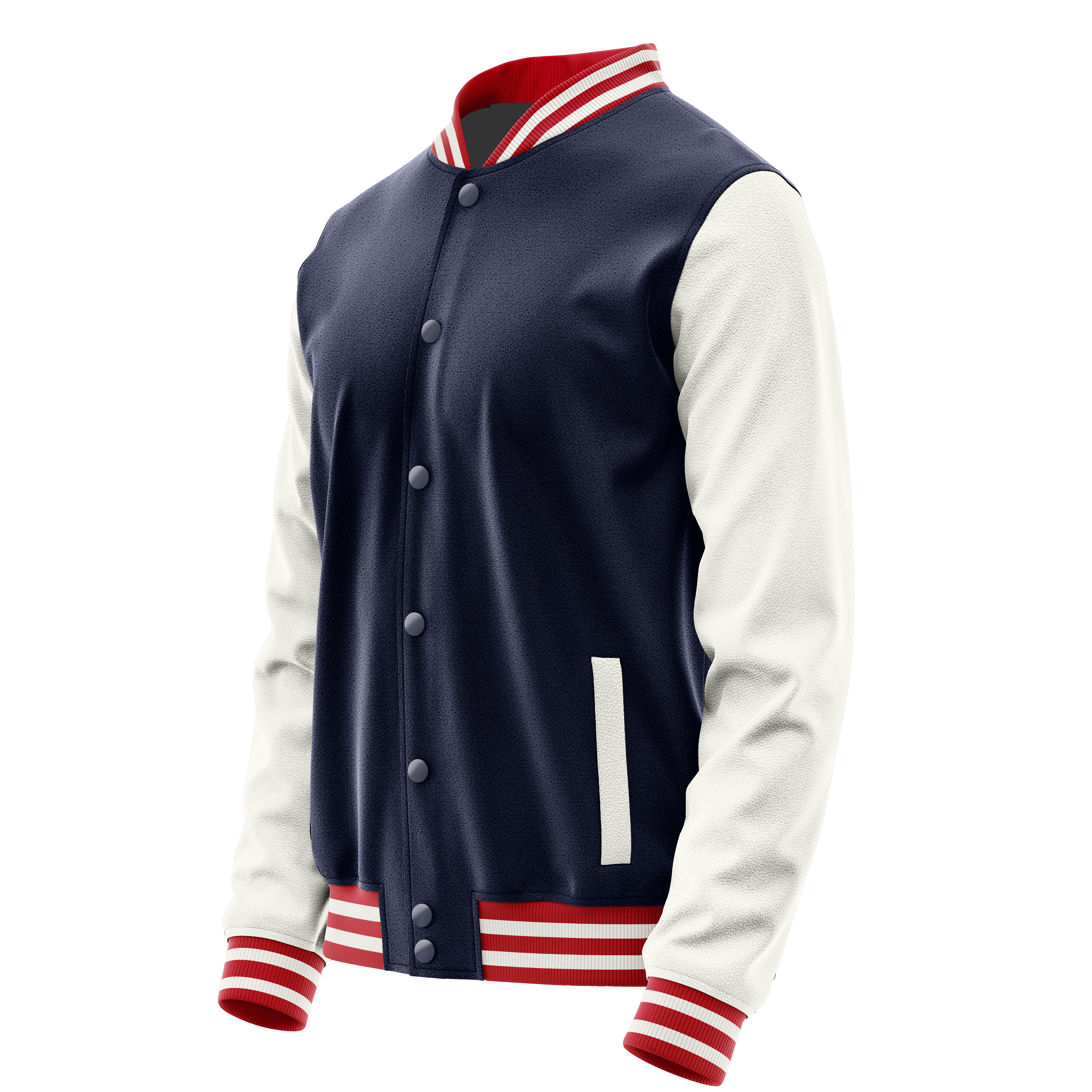 Custom Navy Varsity Jacket White Leather Sleeves JG11181418