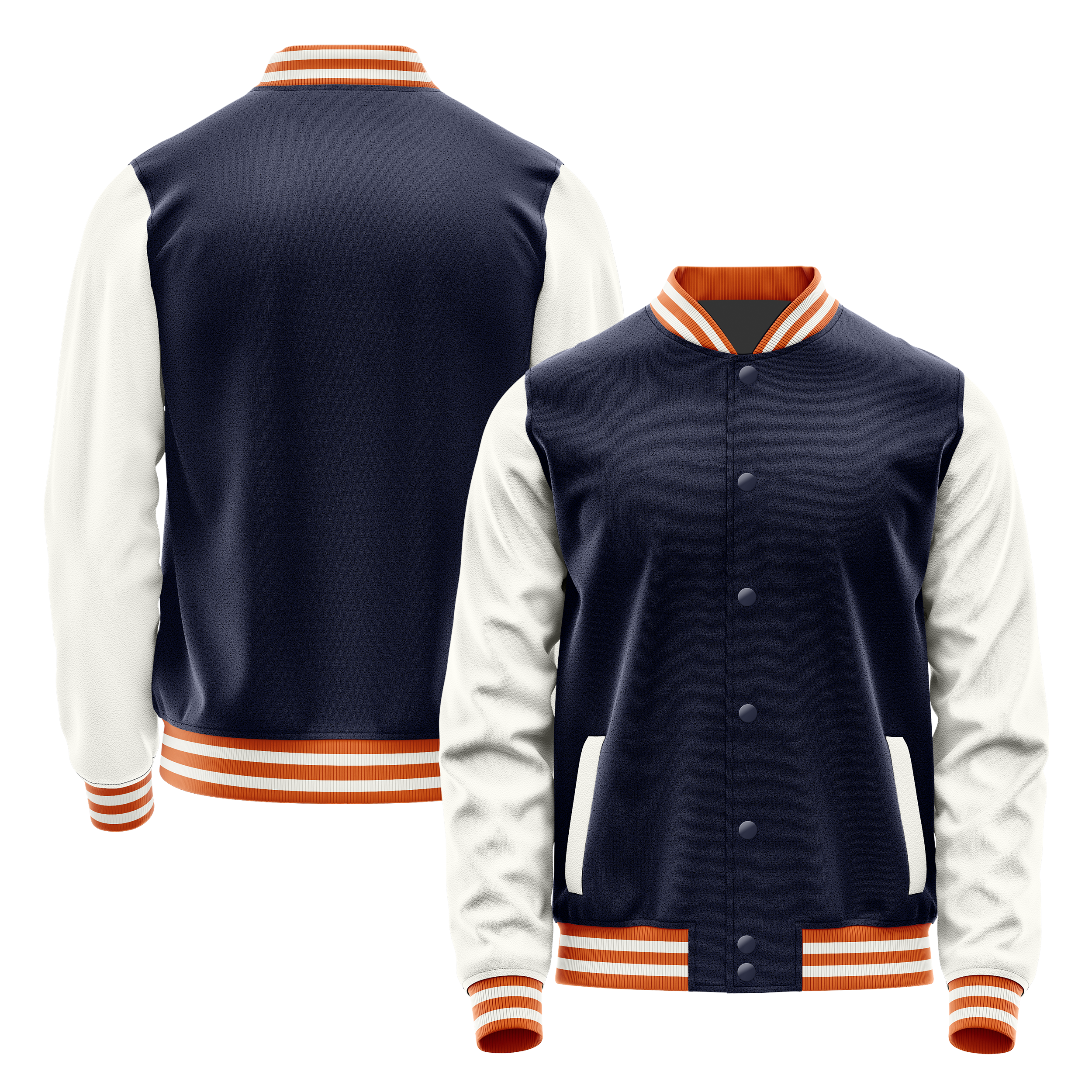 Custom Navy Varsity Jacket White Leather Sleeves JG11182818