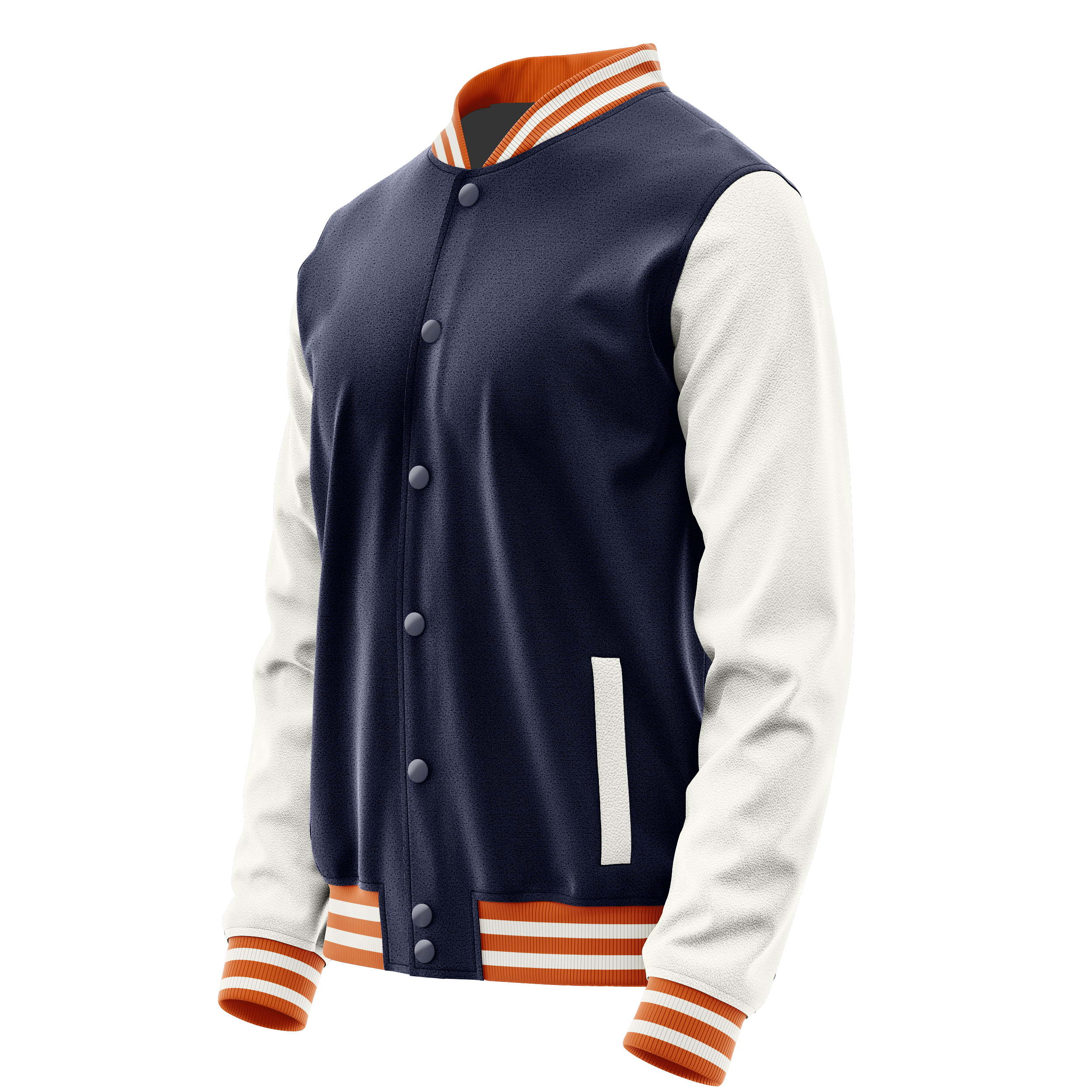 Custom Navy Varsity Jacket White Leather Sleeves JG11182818