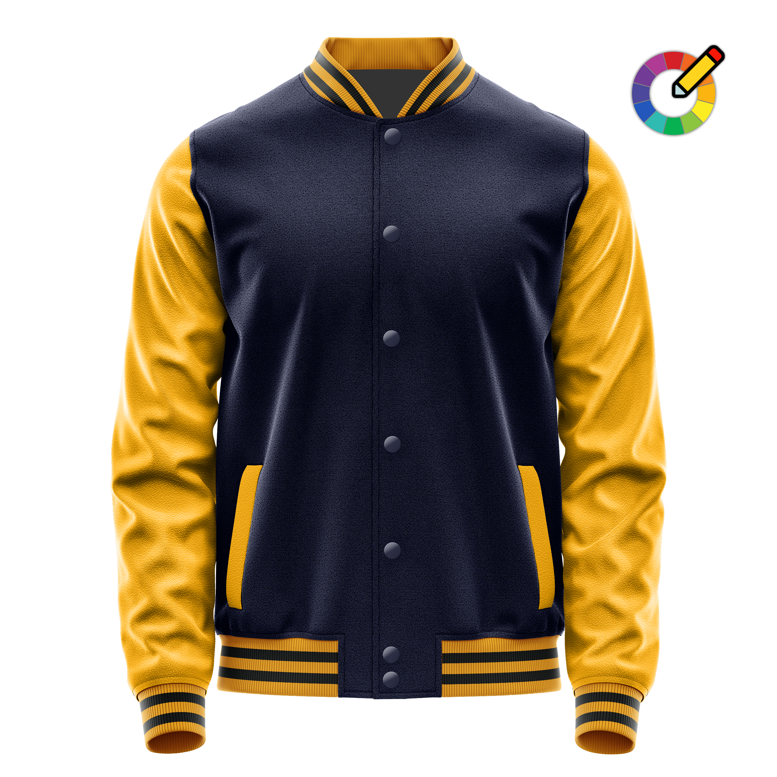 Custom Navy Varsity Jacket Yellow Leather Sleeves JG11191917