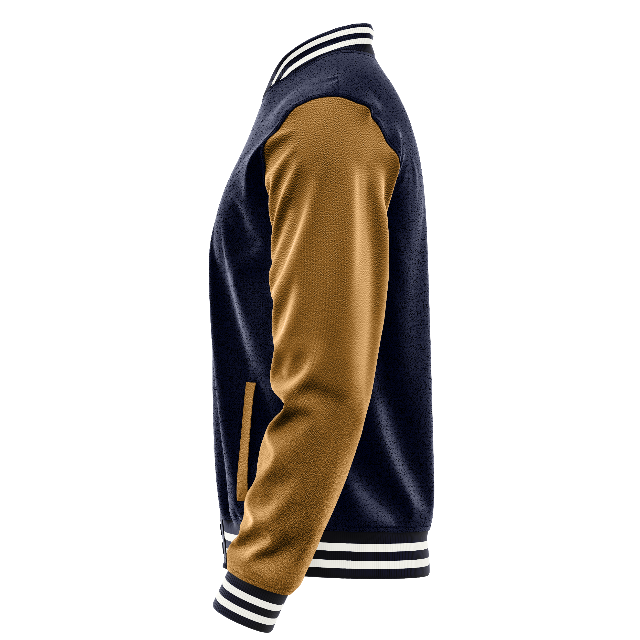 Custom Navy Varsity Jacket Khaki Leather Sleeves JG11221118