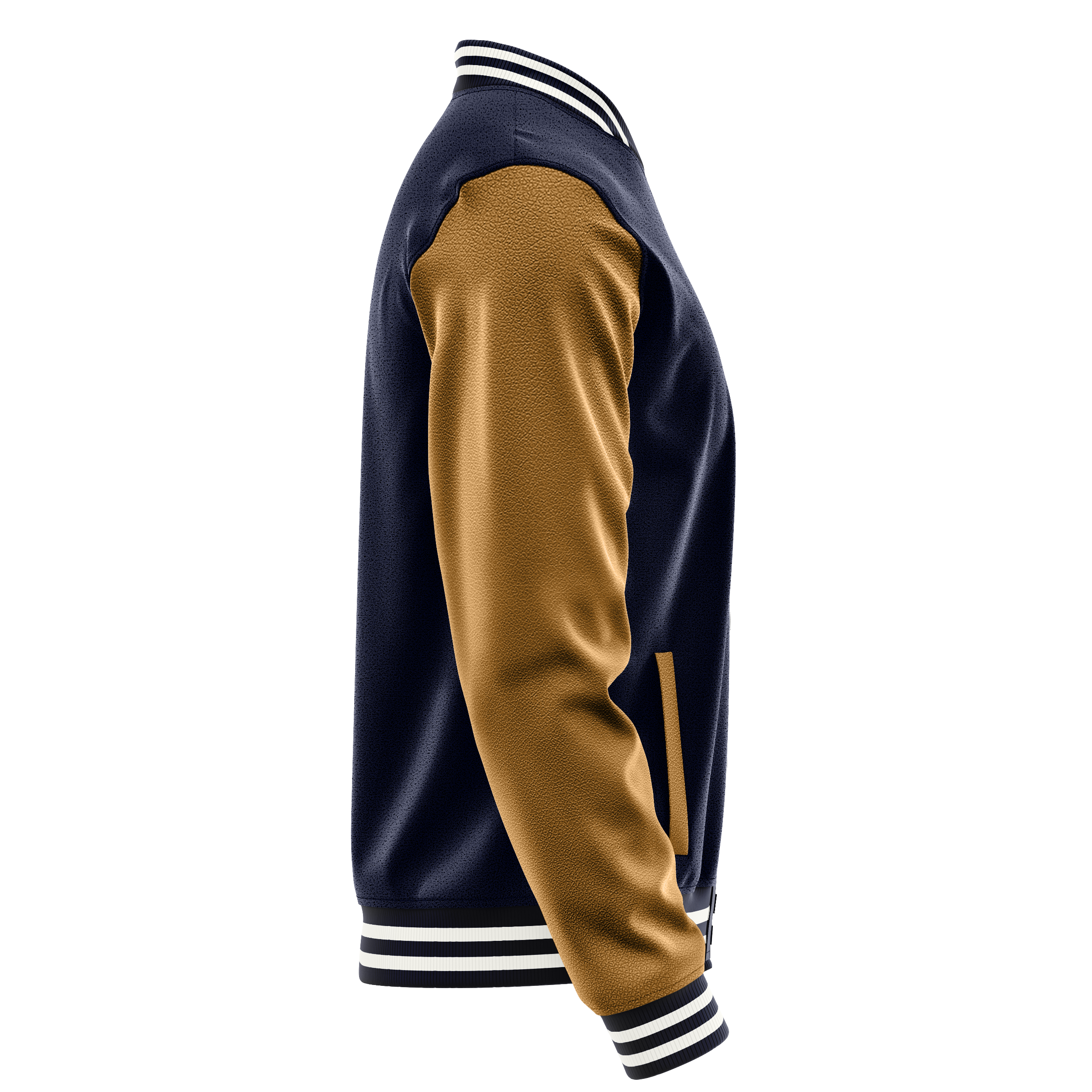 Custom Navy Varsity Jacket Khaki Leather Sleeves JG11221118