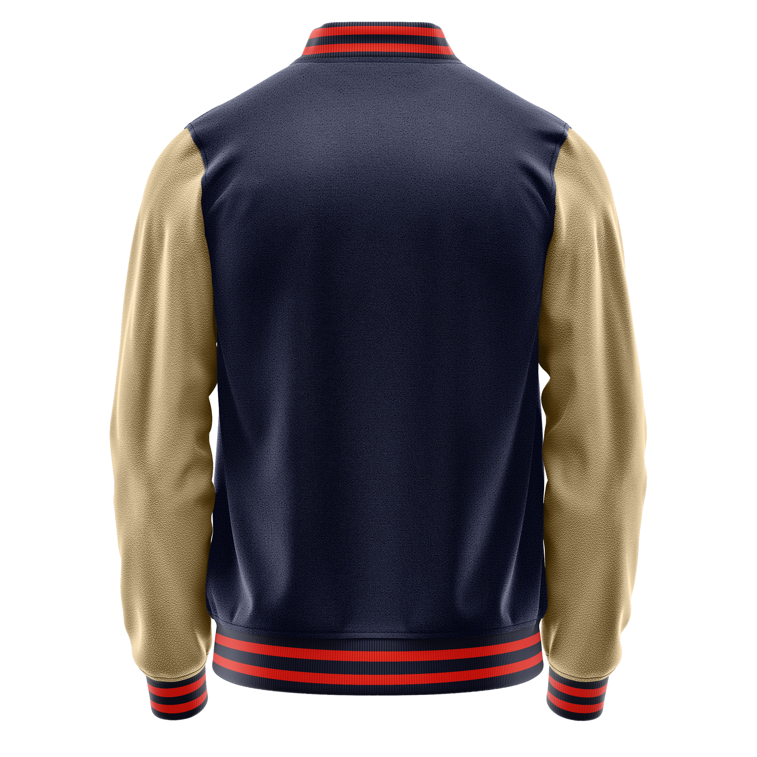 Custom Navy Varsity Jacket Light Khaki Leather Sleeves JG11251112