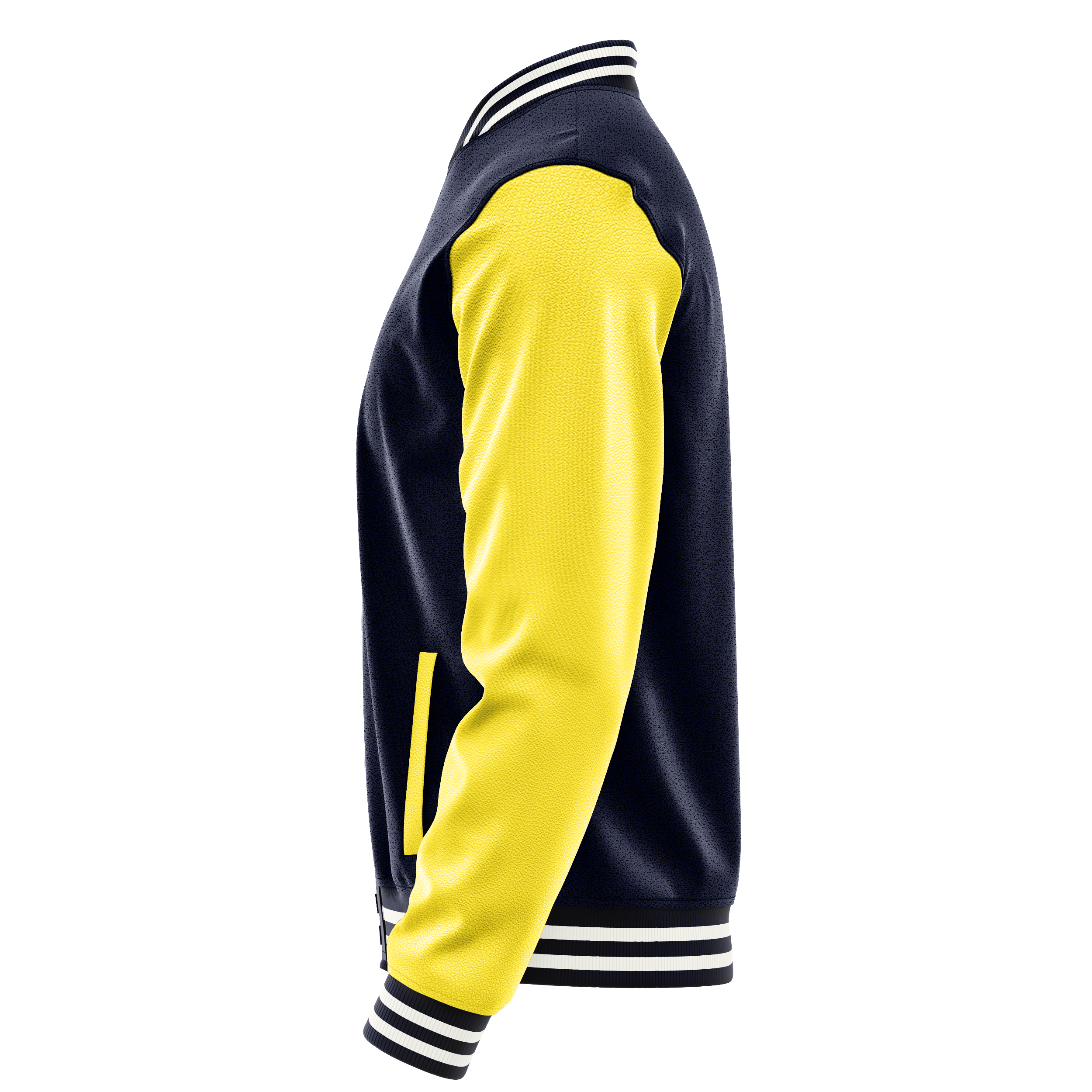 Custom Navy Varsity Jacket Light Yellow Leather Sleeves JG11261118