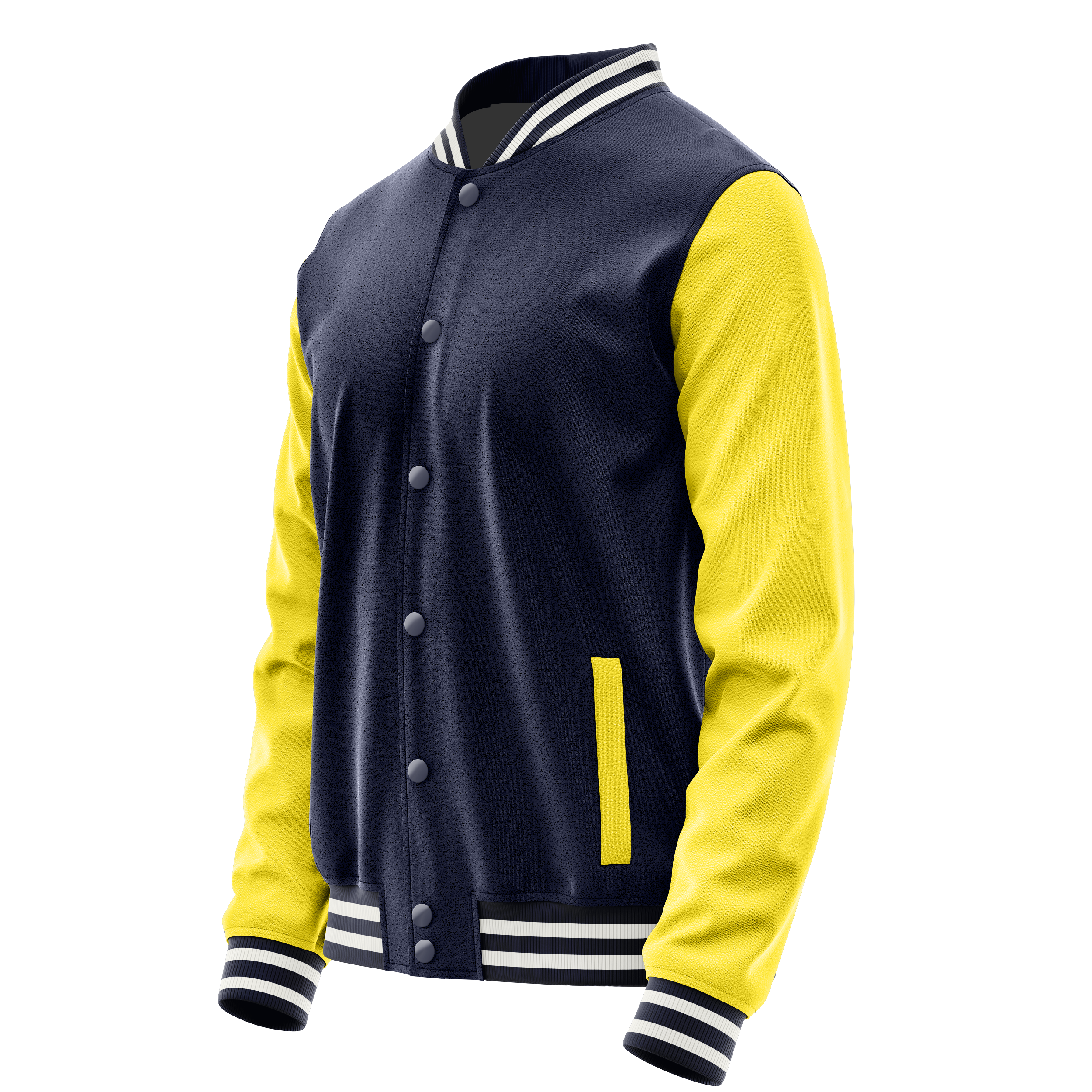 Custom Navy Varsity Jacket Light Yellow Leather Sleeves JG11261118