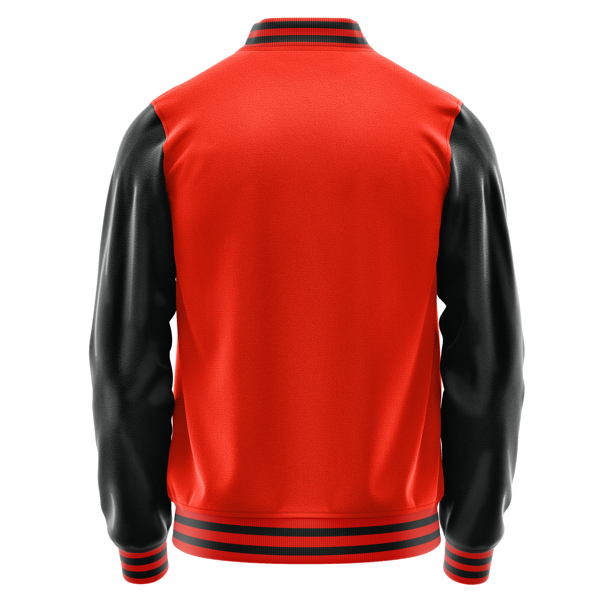 Custom Orange Red Varsity Jacket Black Leather Sleeves JG12171217