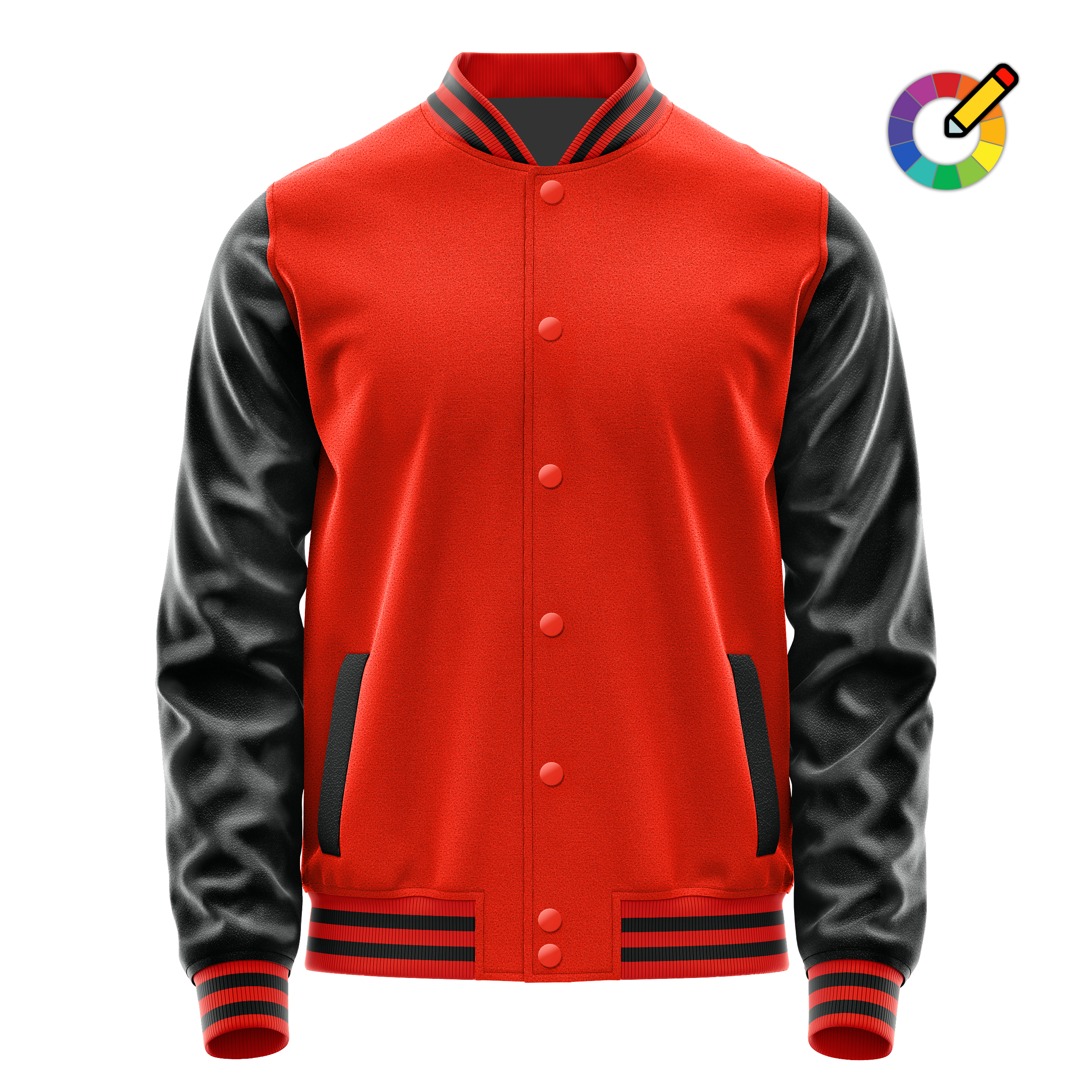 Custom Orange Red Varsity Jacket Black Leather Sleeves JG12171217