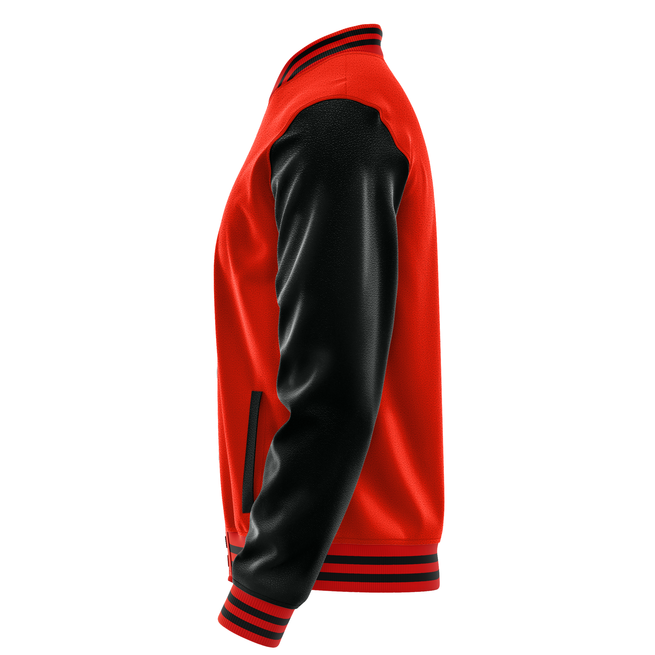 Custom Orange Red Varsity Jacket Black Leather Sleeves JG12171217