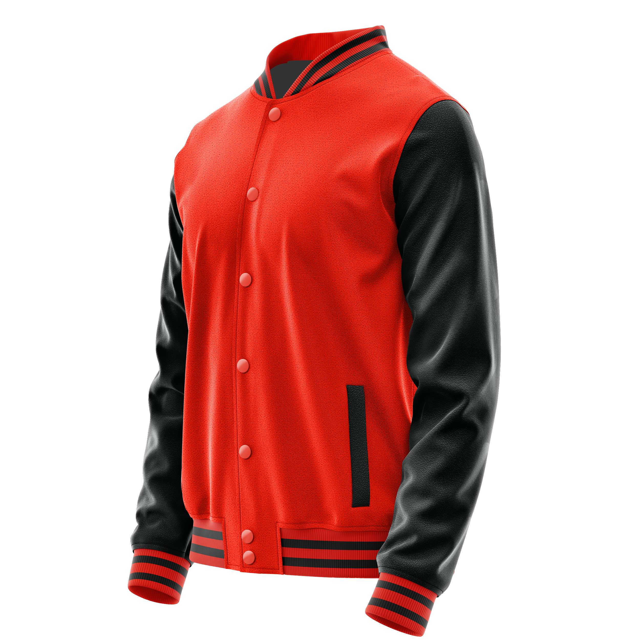 Custom Orange Red Varsity Jacket Black Leather Sleeves JG12171217