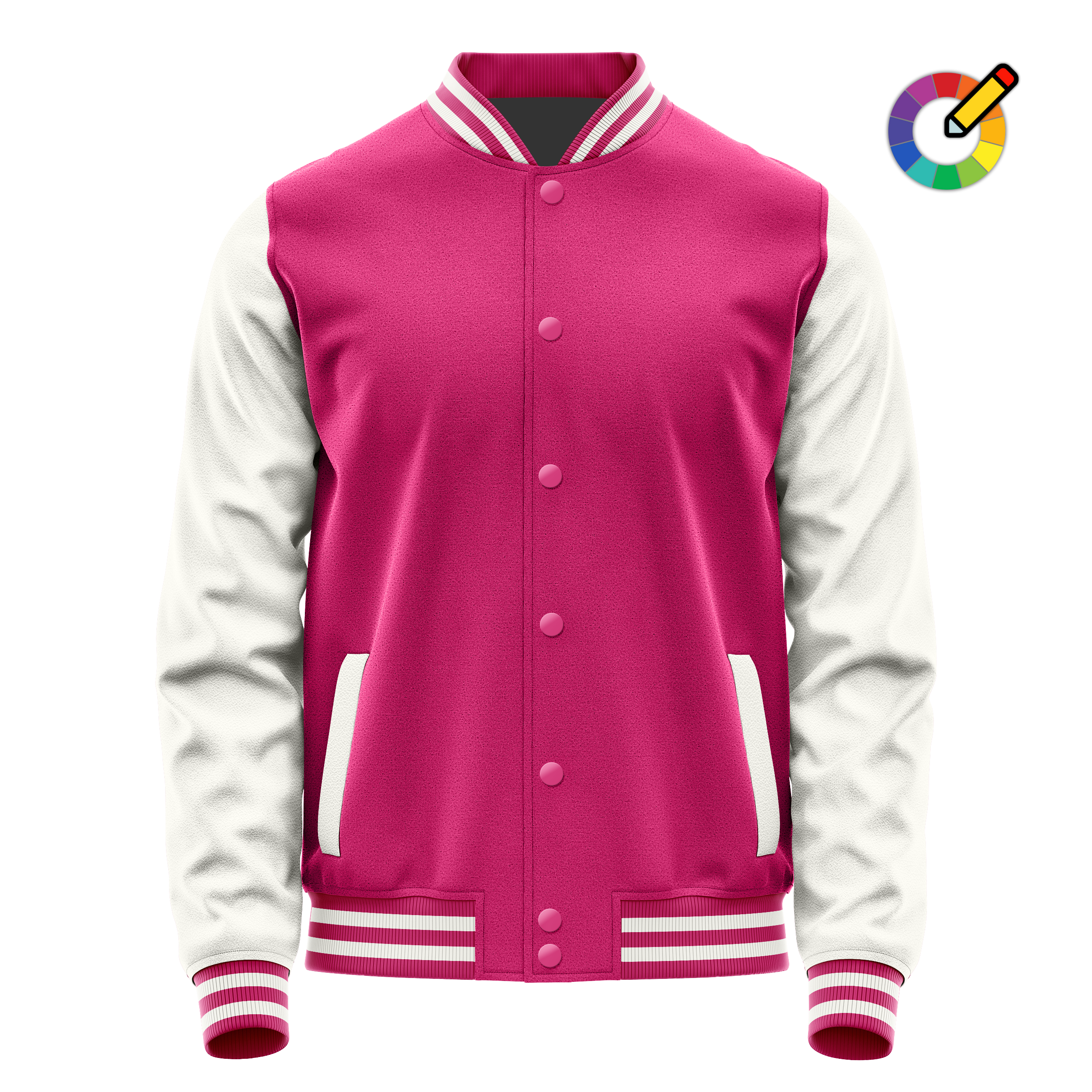Custom Pink Varsity Jacket White Leather Sleeves JG13181318