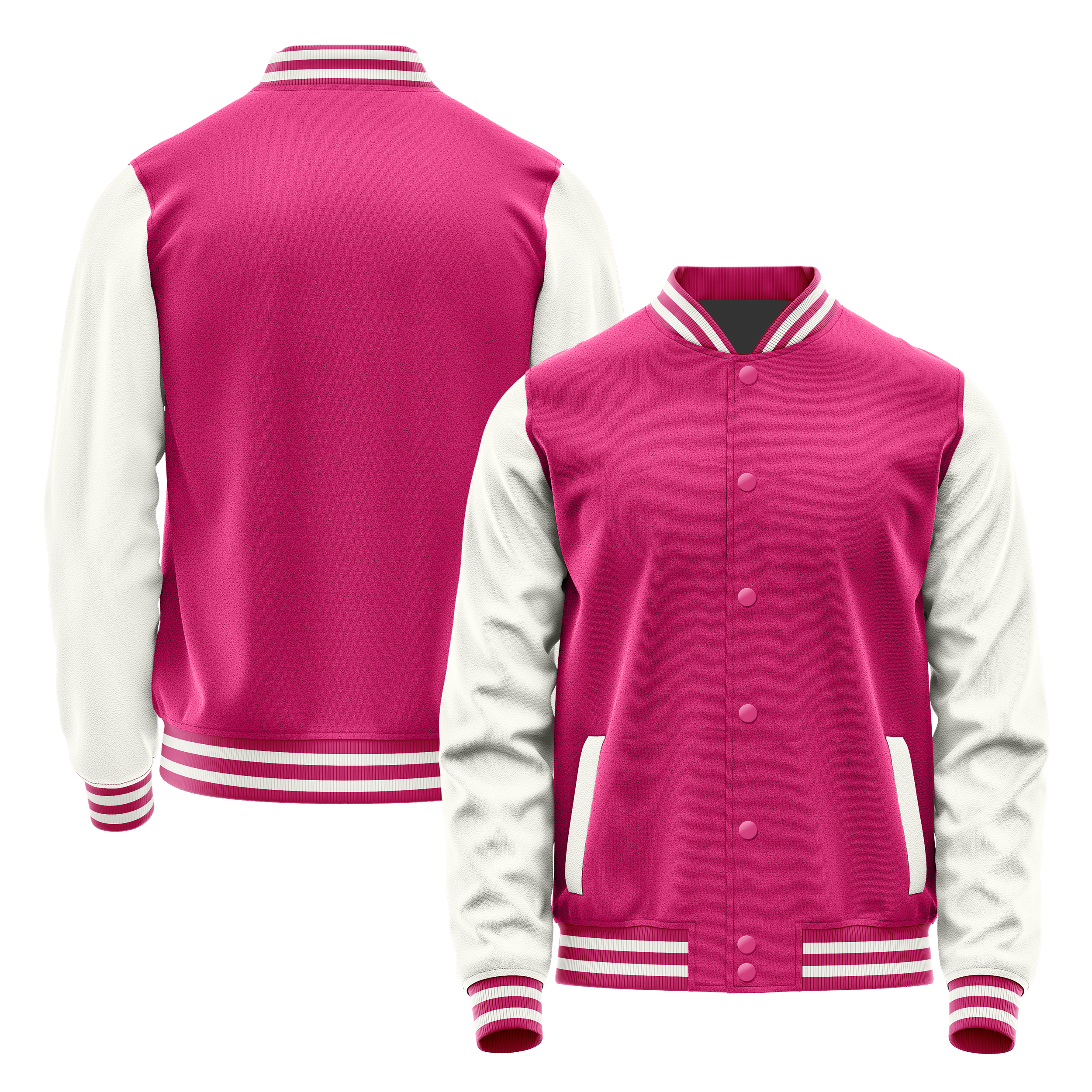 Custom Pink Varsity Jacket White Leather Sleeves JG13181318