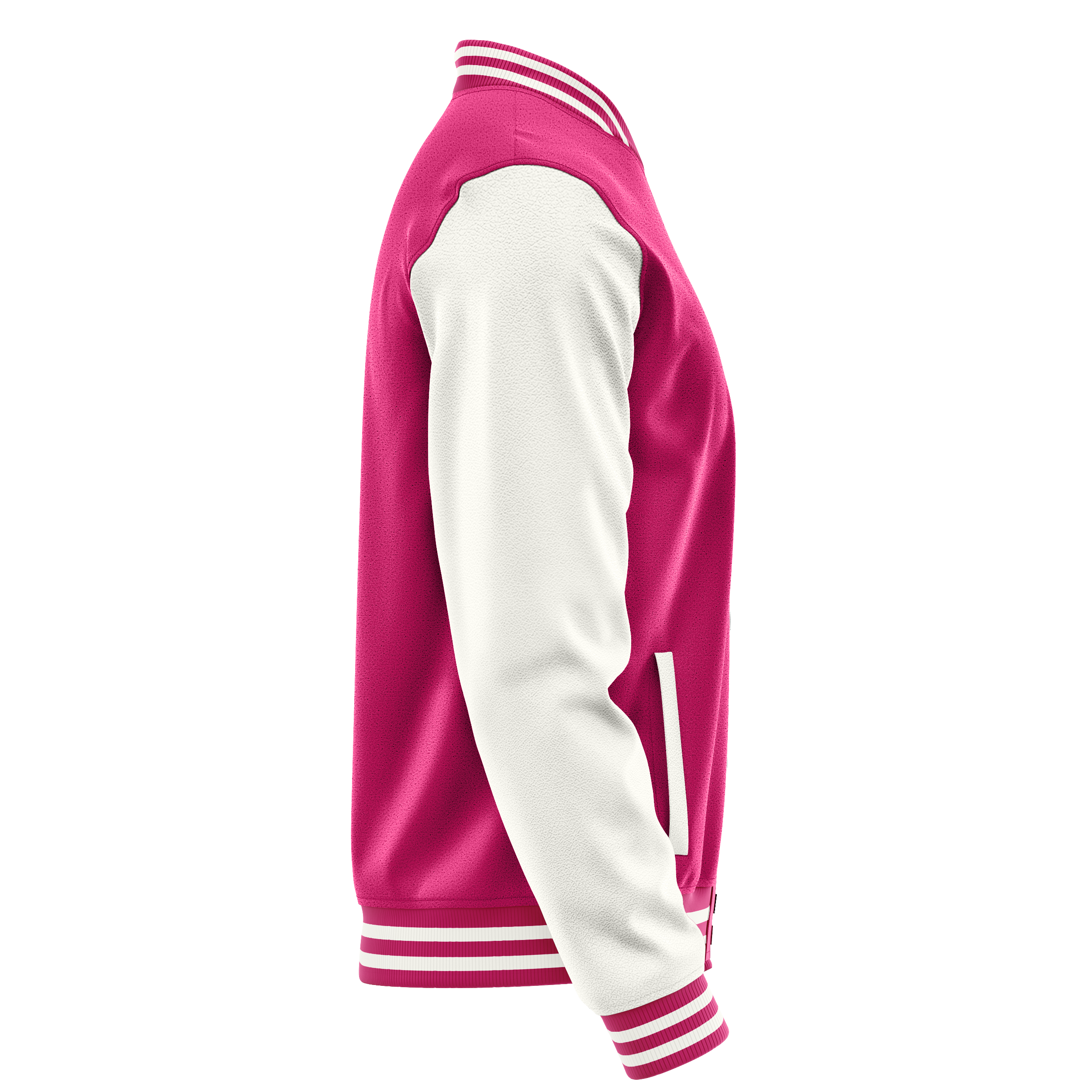 Custom Pink Varsity Jacket White Leather Sleeves JG13181318