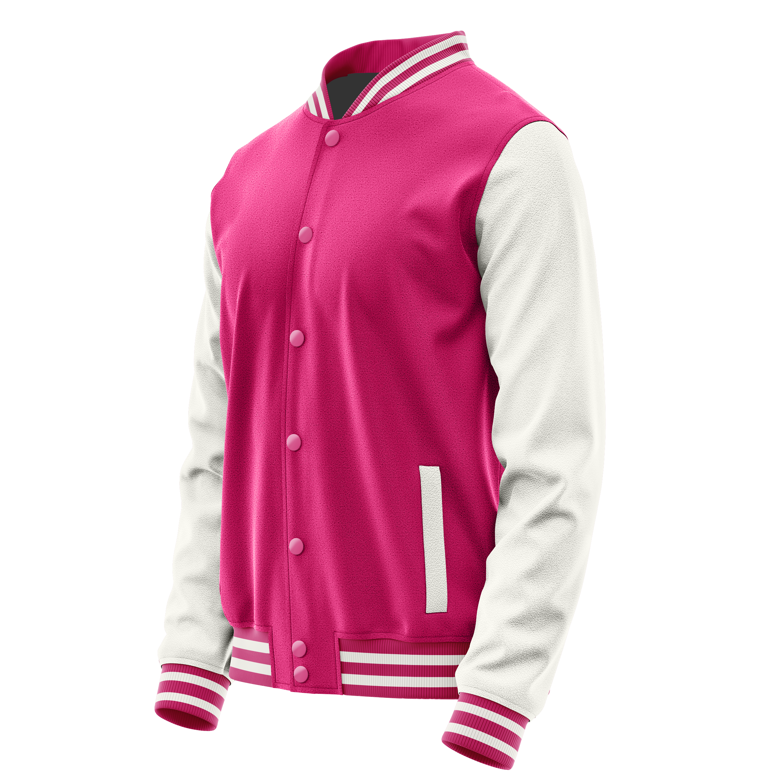 Custom Pink Varsity Jacket White Leather Sleeves JG13181318