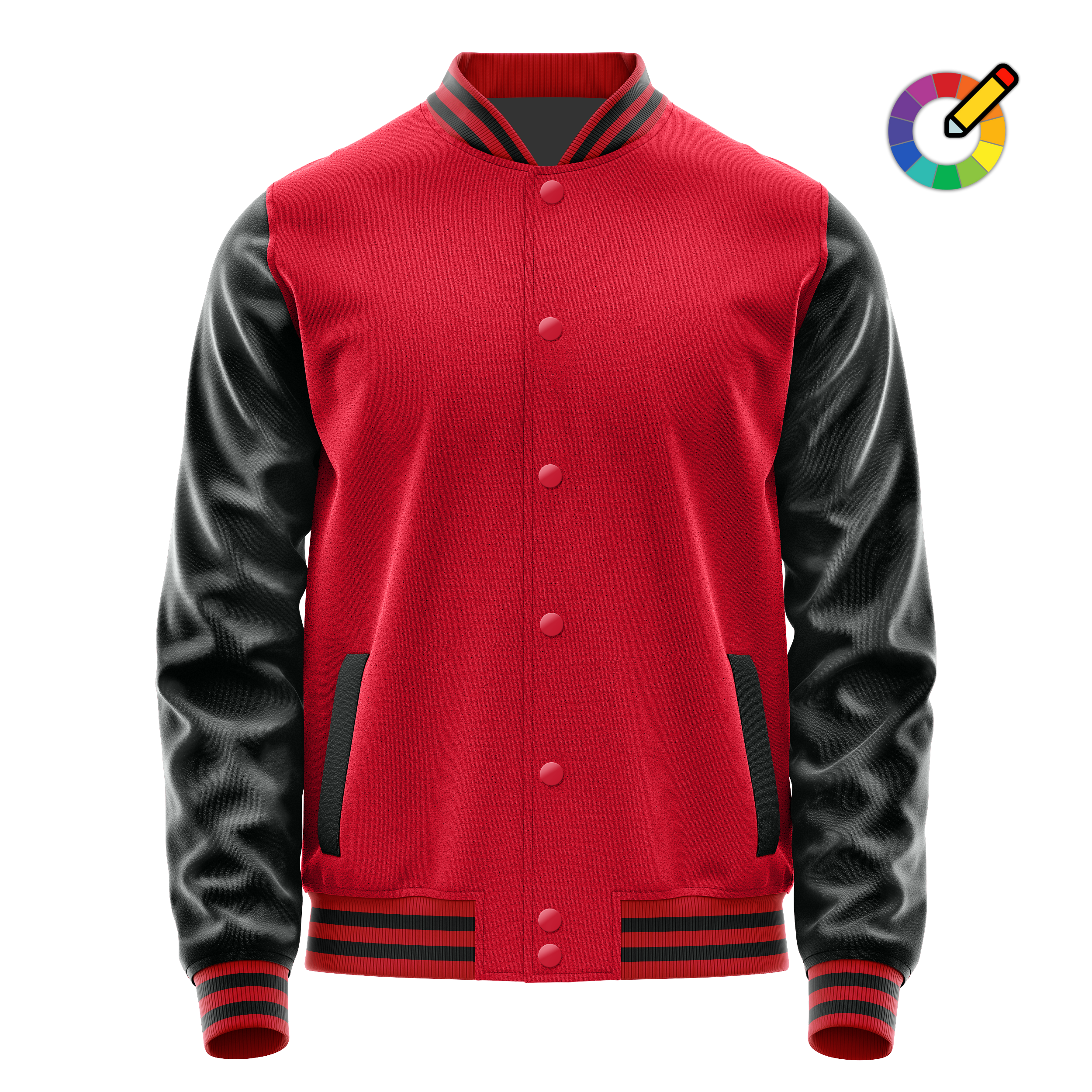 Custom Red Varsity Jacket Black Leather Sleeves JG14171417