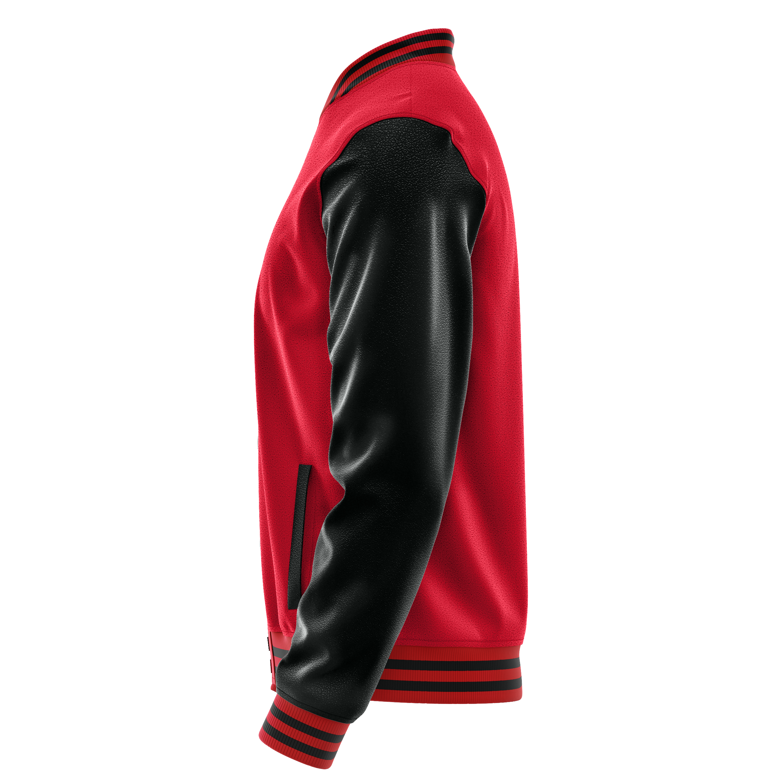 Custom Red Varsity Jacket Black Leather Sleeves JG14171417