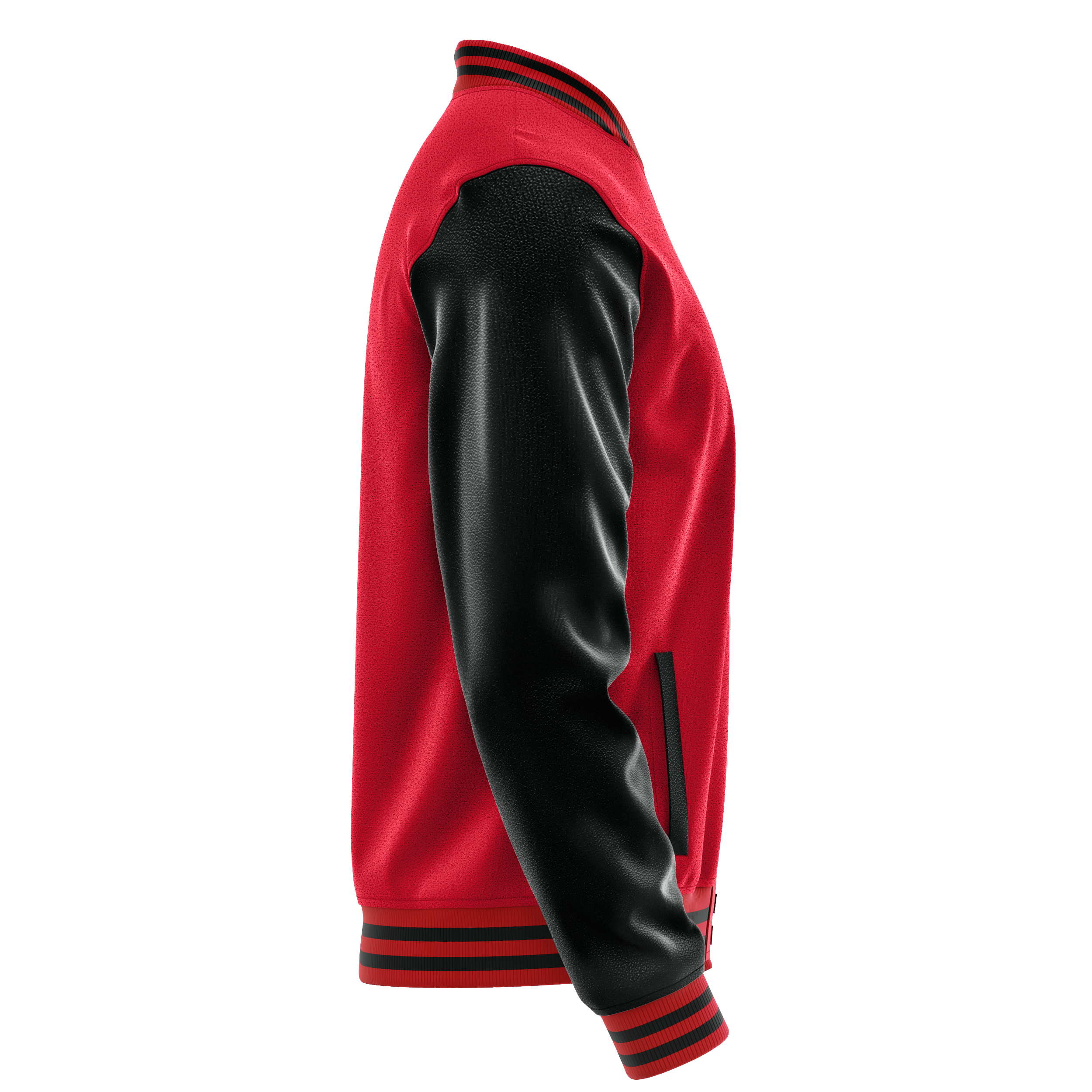 Custom Red Varsity Jacket Black Leather Sleeves JG14171417