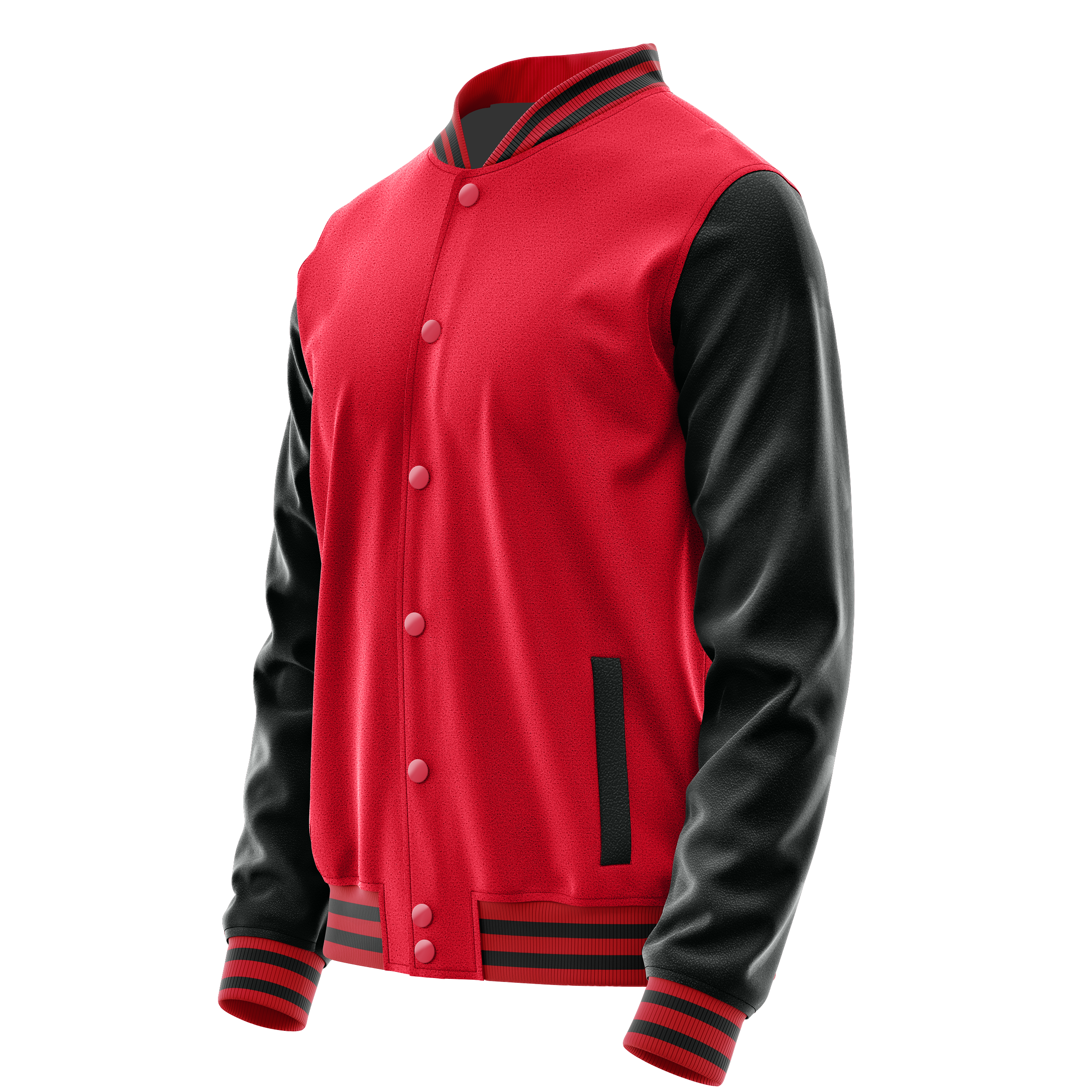 Custom Red Varsity Jacket Black Leather Sleeves JG14171417