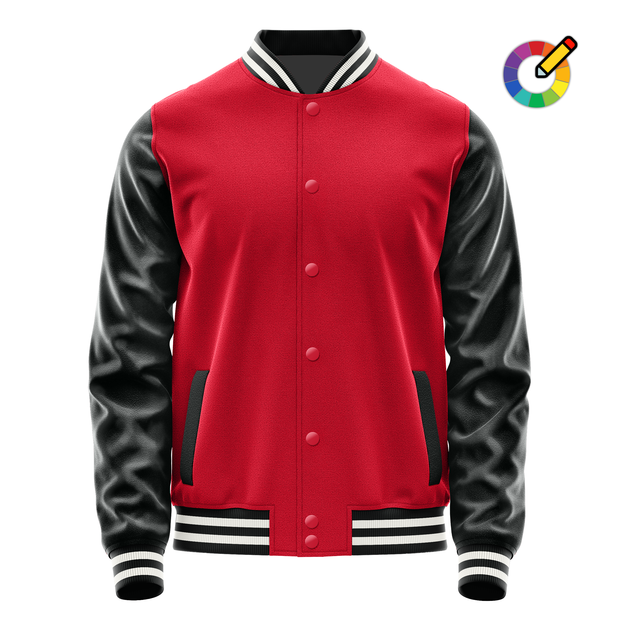 Custom Red Varsity Jacket Black Leather Sleeves JG14171718