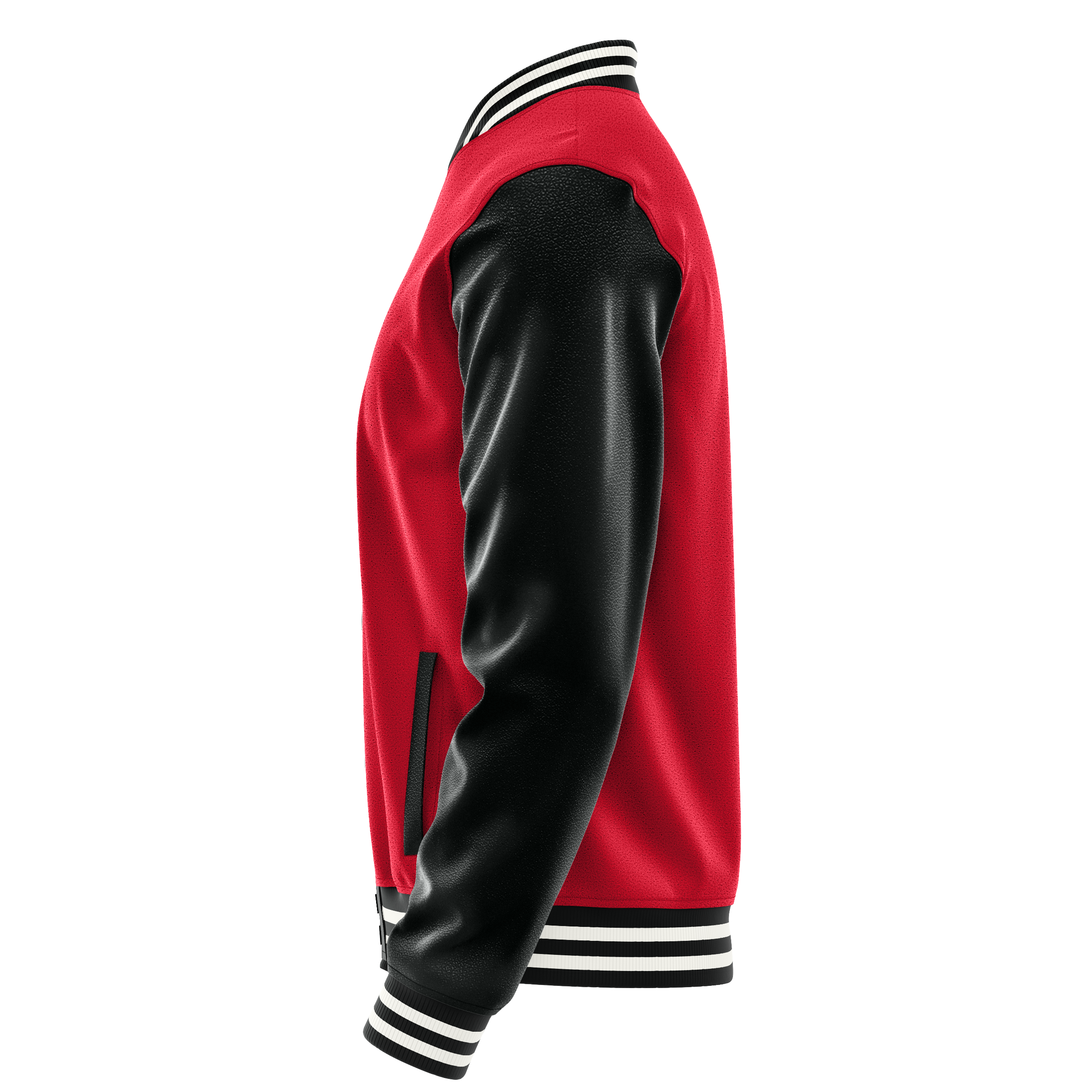 Custom Red Varsity Jacket Black Leather Sleeves JG14171718