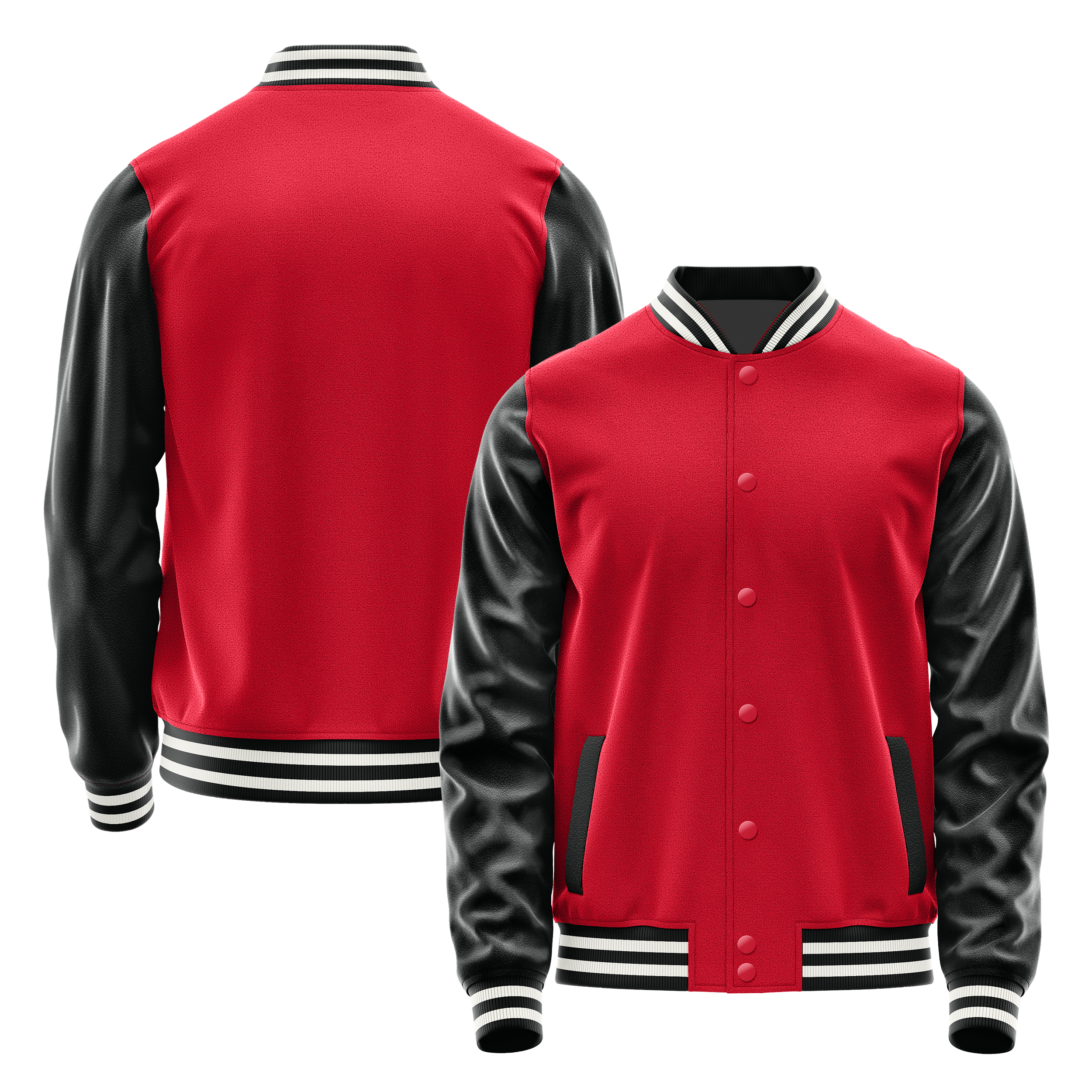 Custom Red Varsity Jacket Black Leather Sleeves JG14171718