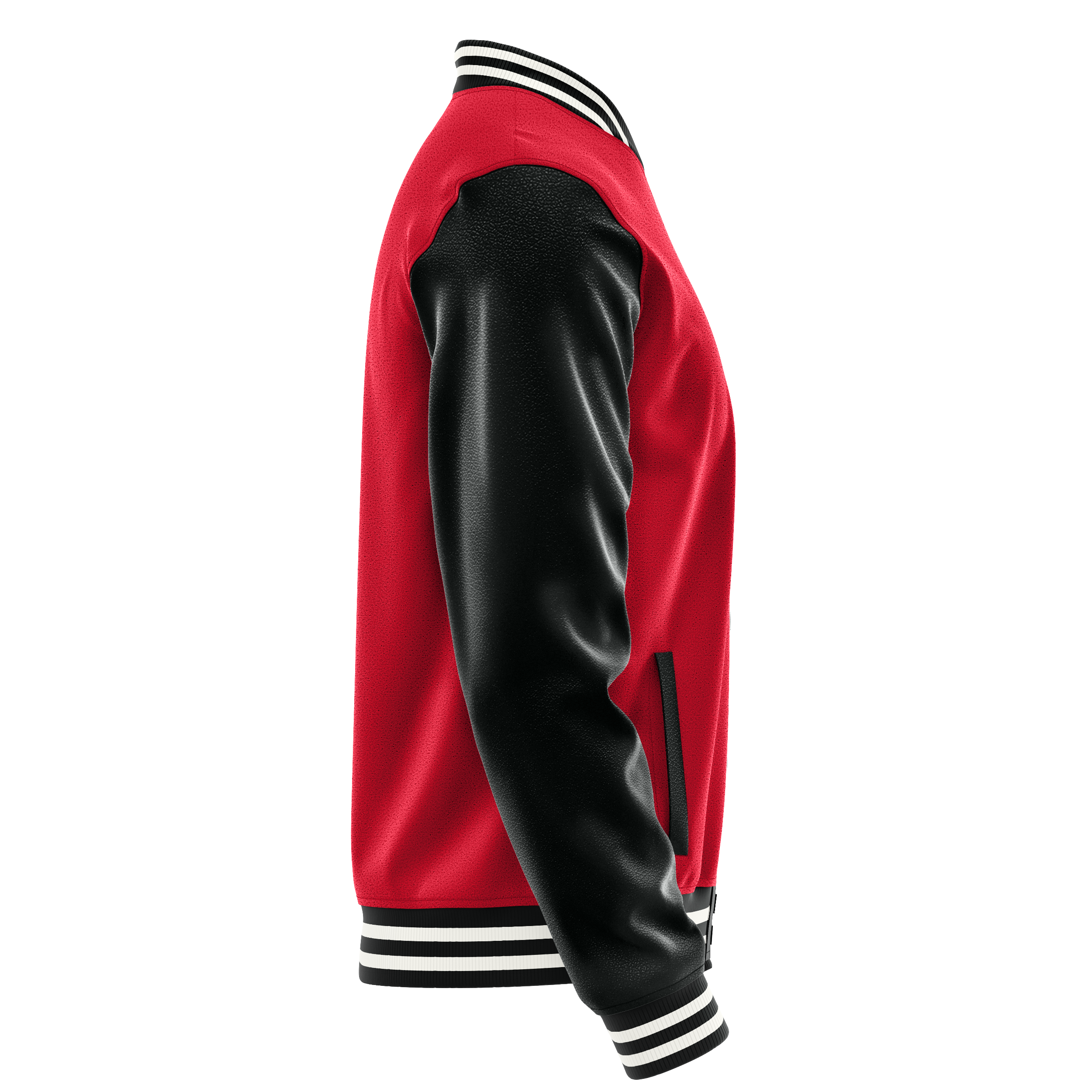 Custom Red Varsity Jacket Black Leather Sleeves JG14171718