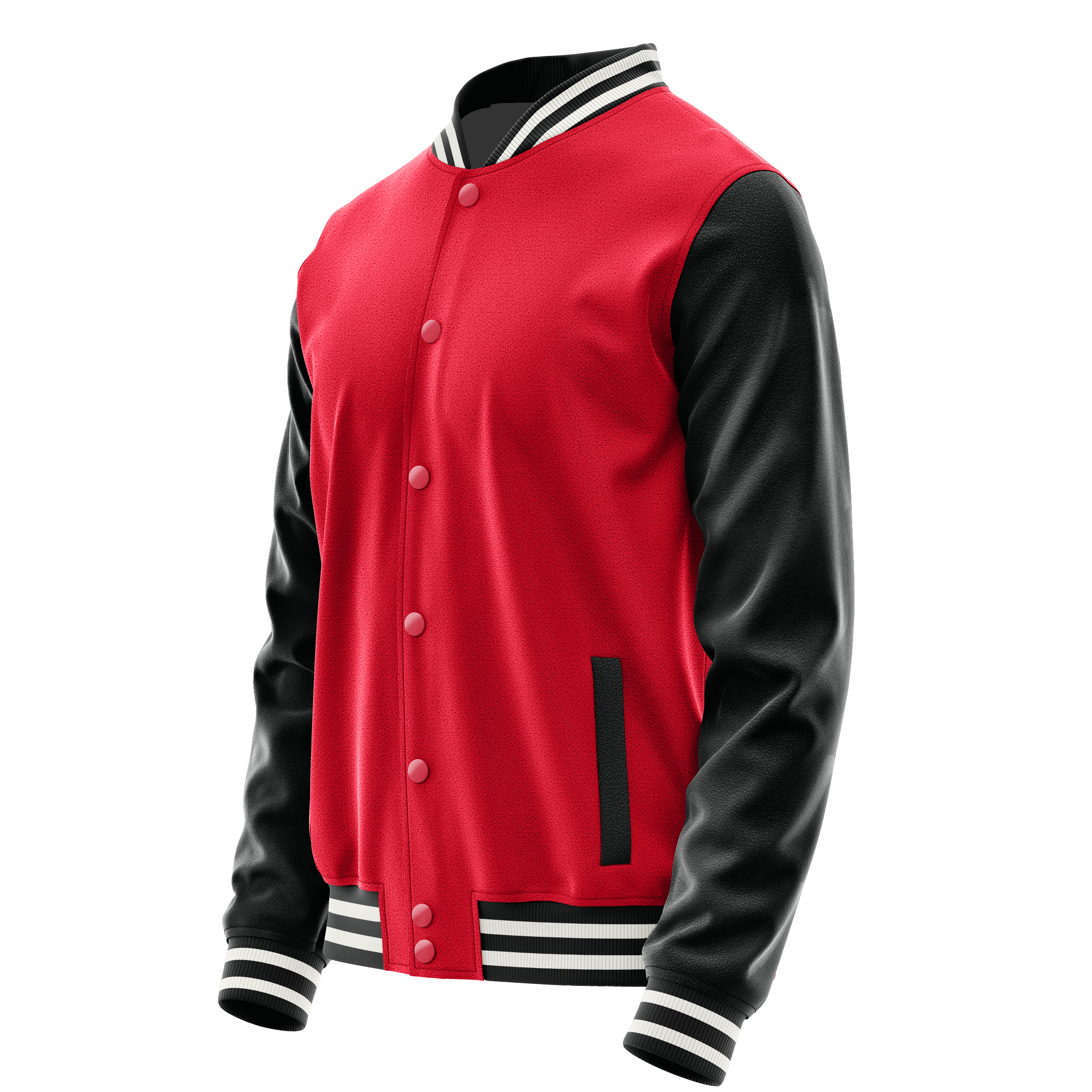 Custom Red Varsity Jacket Black Leather Sleeves JG14171718