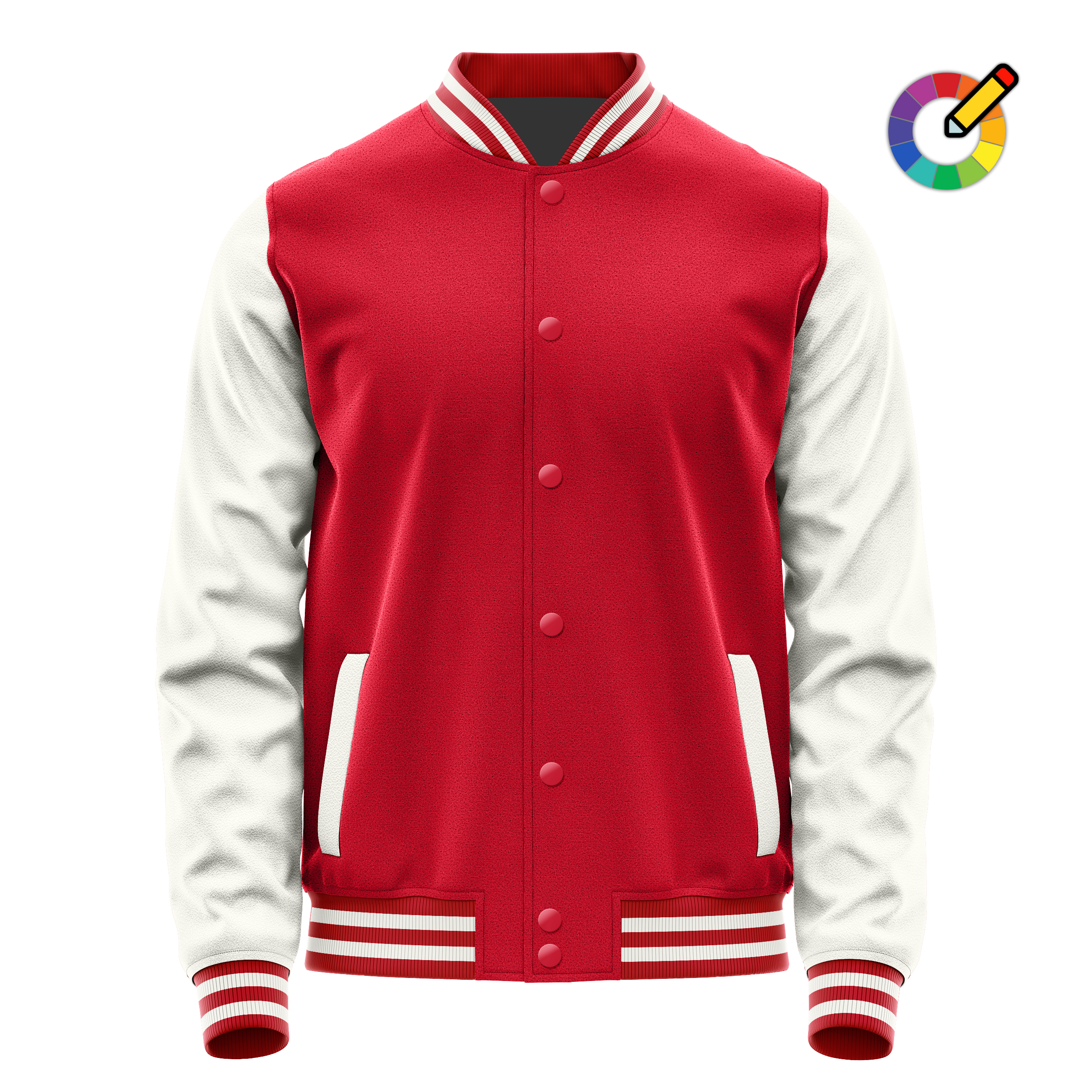 Custom Red Varsity Jacket White Leather Sleeves JG14181418
