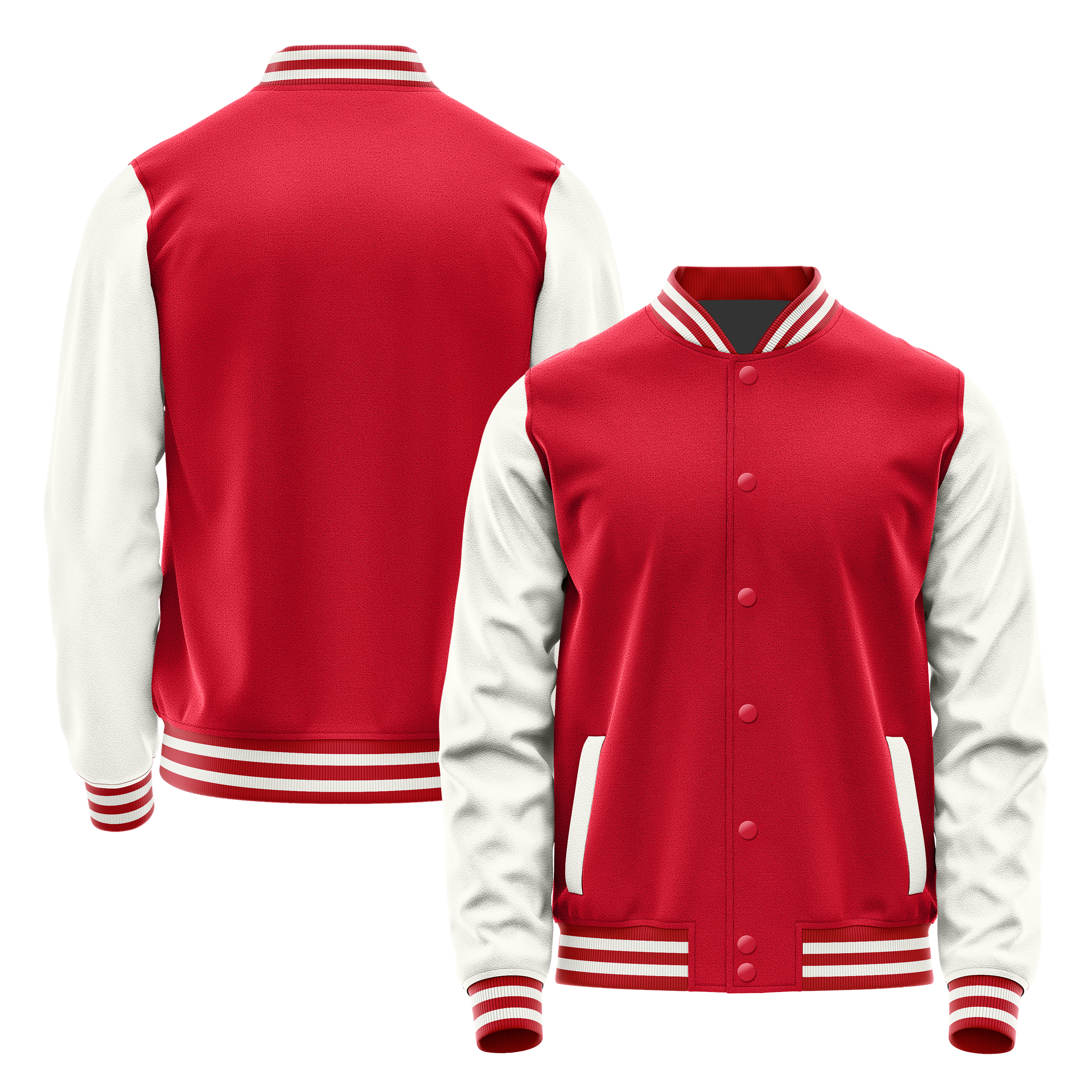 Custom Red Varsity Jacket White Leather Sleeves JG14181418