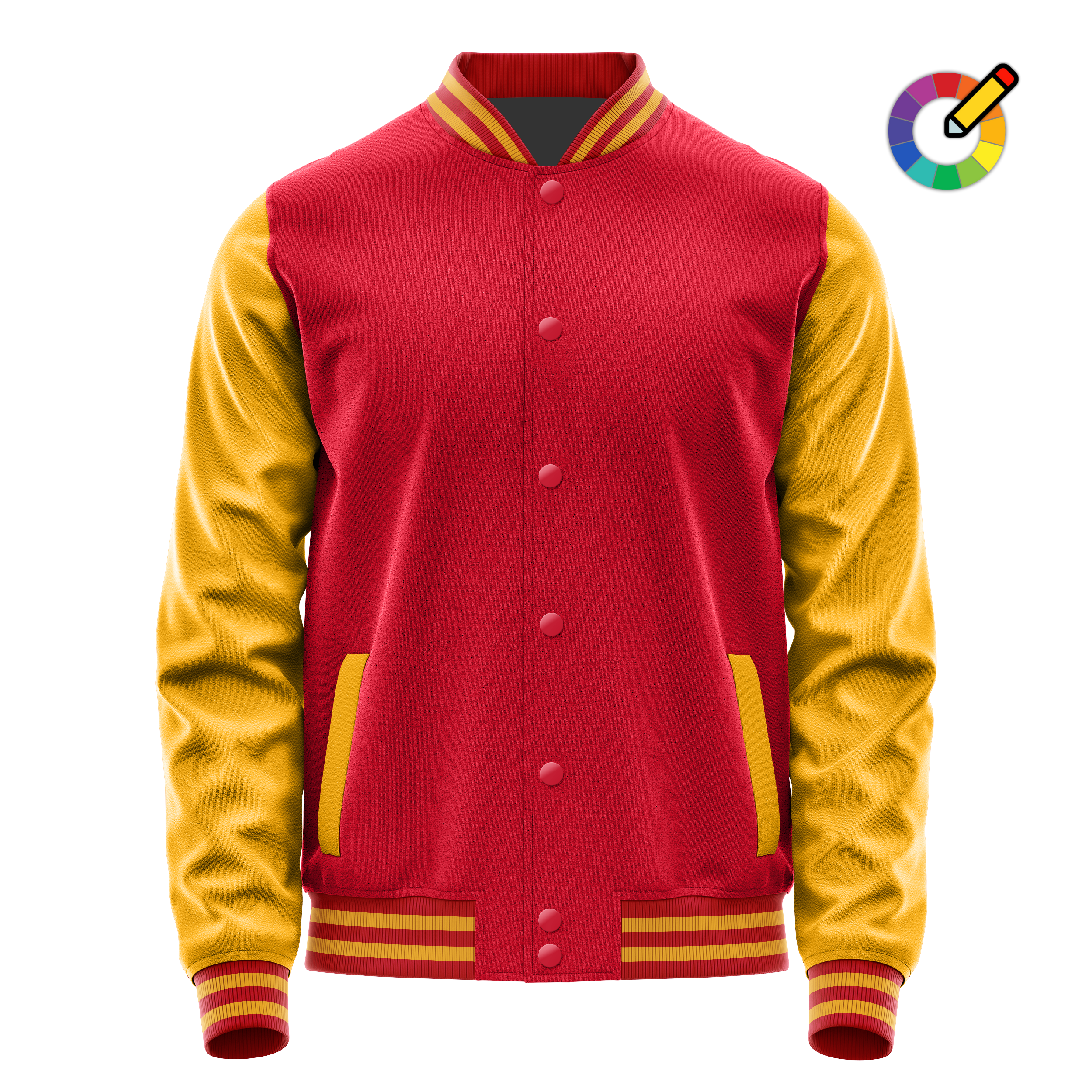 Custom Red Varsity Jacket Yellow Leather Sleeves JG14191419