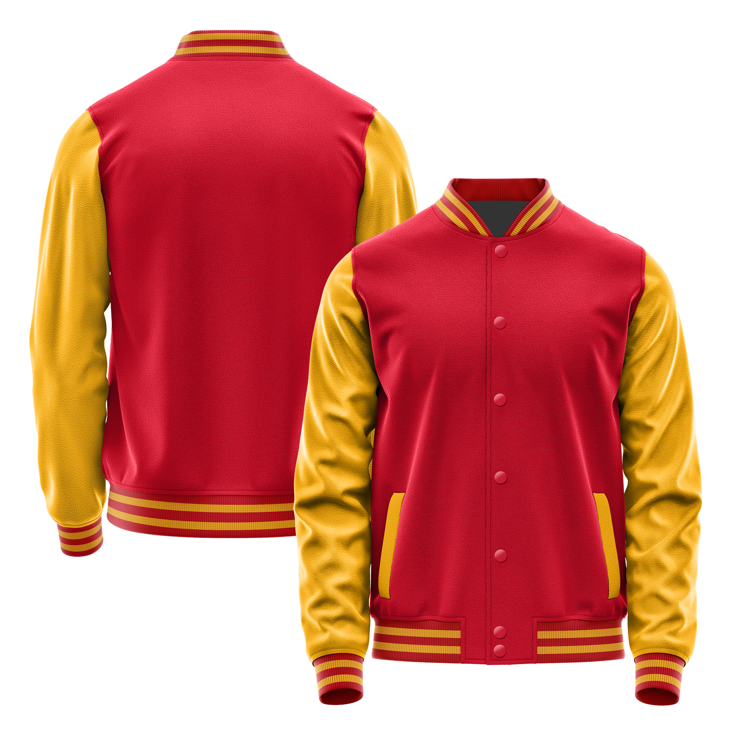 Custom Red Varsity Jacket Yellow Leather Sleeves JG14191419