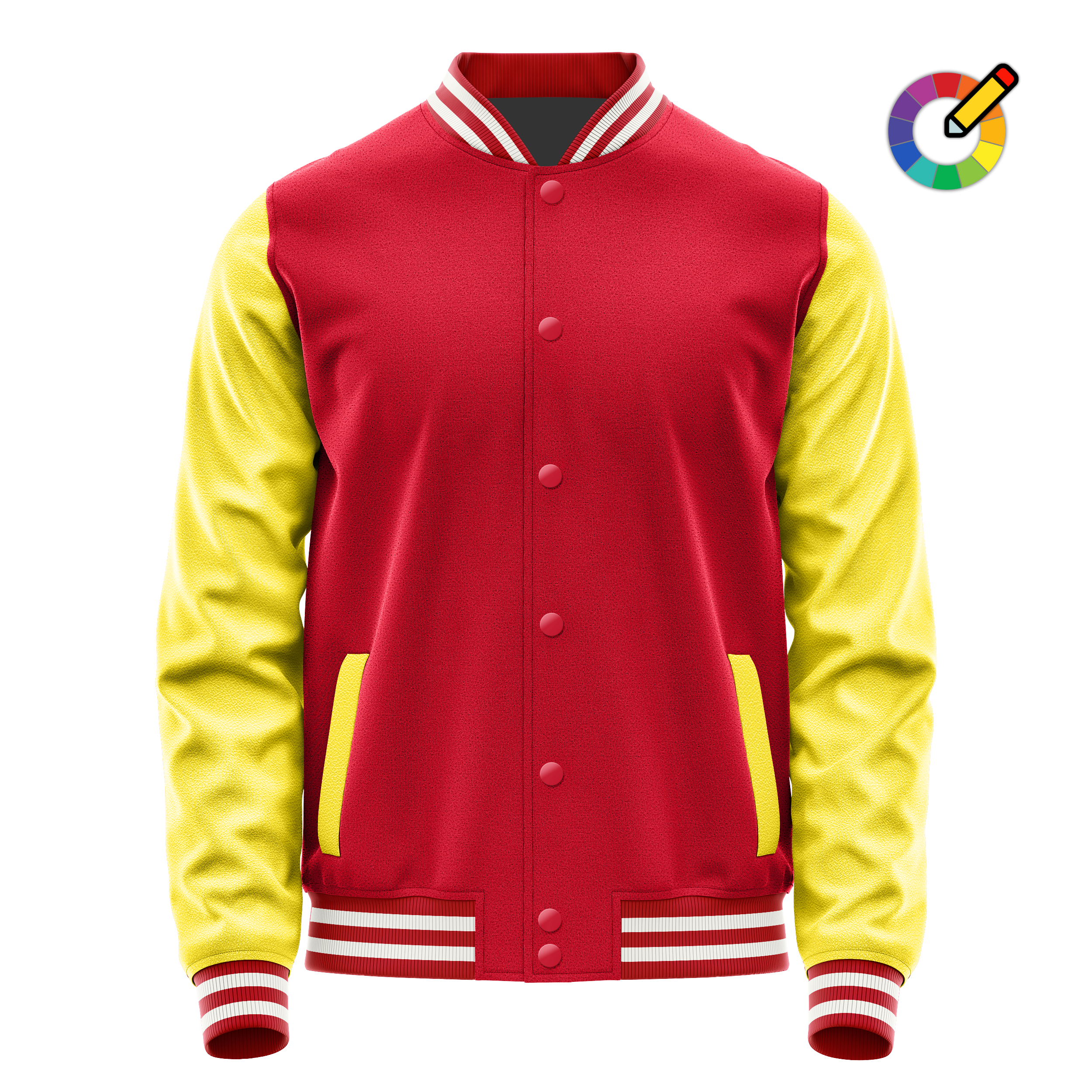 Custom Red Varsity Jacket Light Yellow Leather Sleeves JG14261418