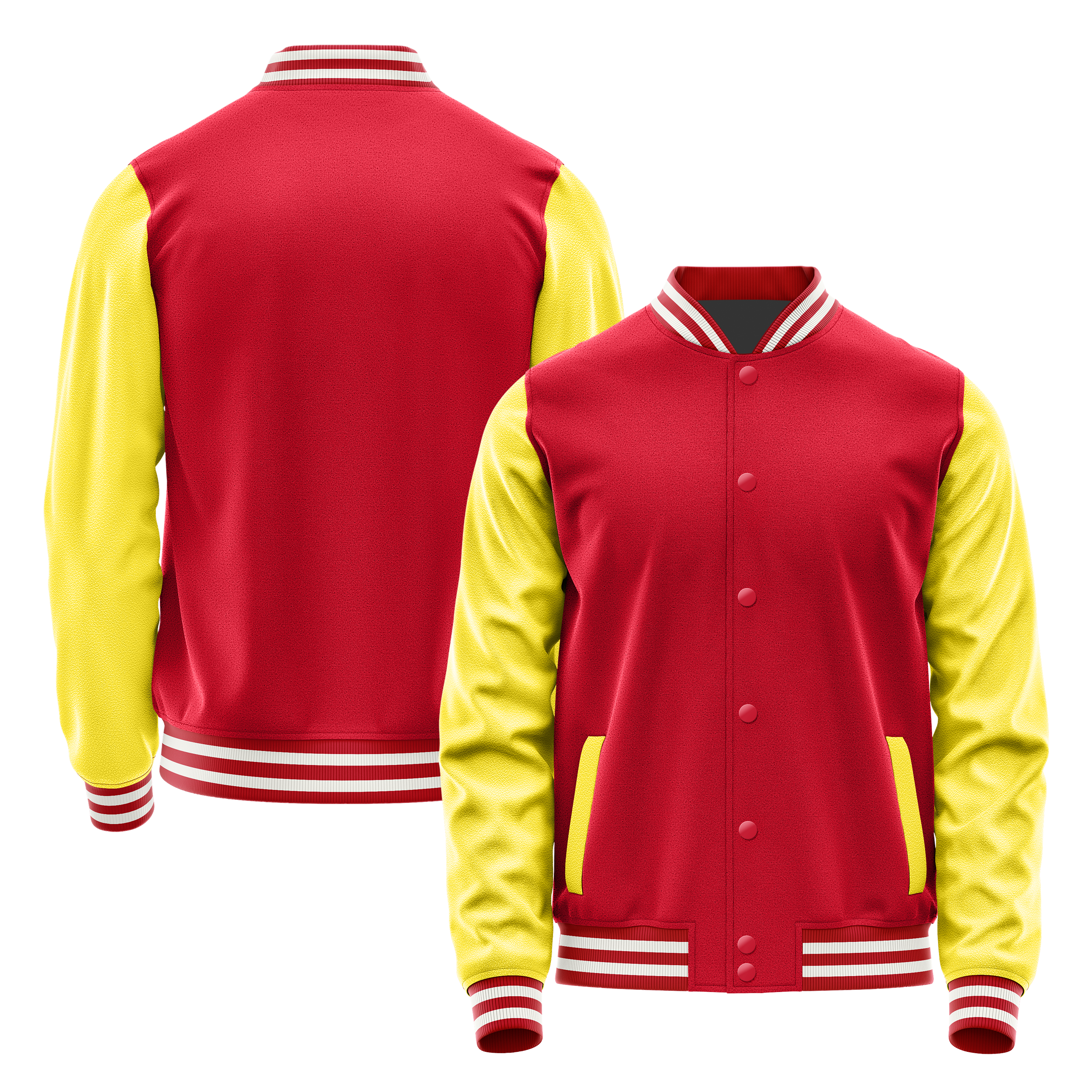 Custom Red Varsity Jacket Light Yellow Leather Sleeves JG14261418