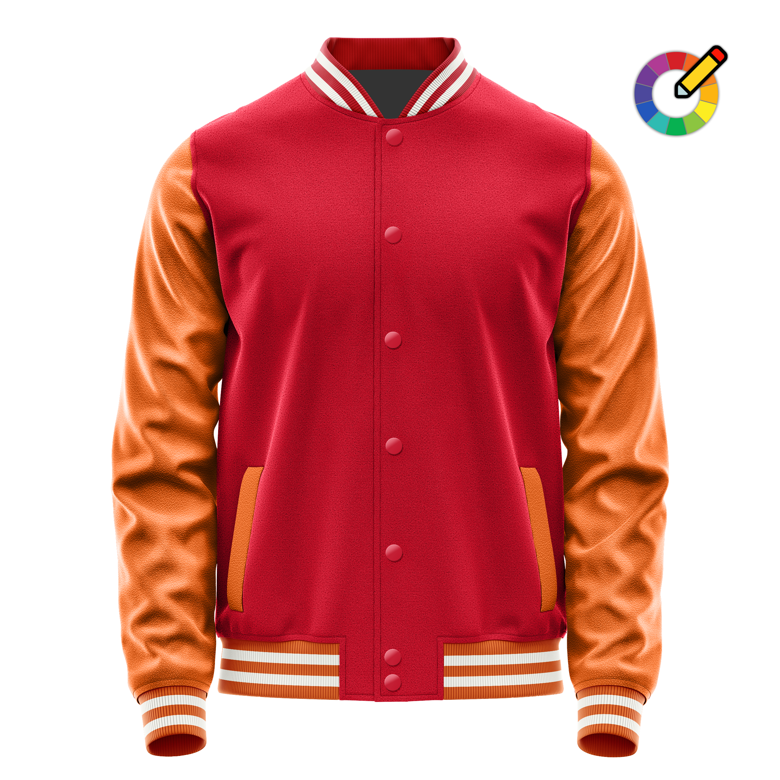 Custom Red Varsity Jacket Orange Leather Sleeves JG14281418(2818)